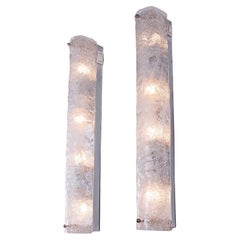 Pair of Large Murano Glass Wall Light Mirror Sconces by Hillebrand, Germany 1960