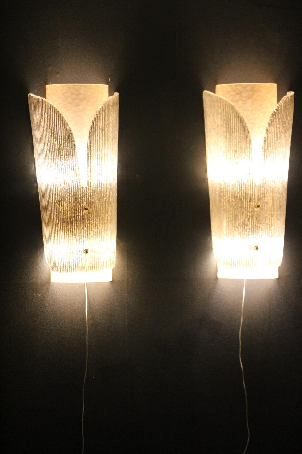 Pair of Large Murano Glass Wall Lights 9
