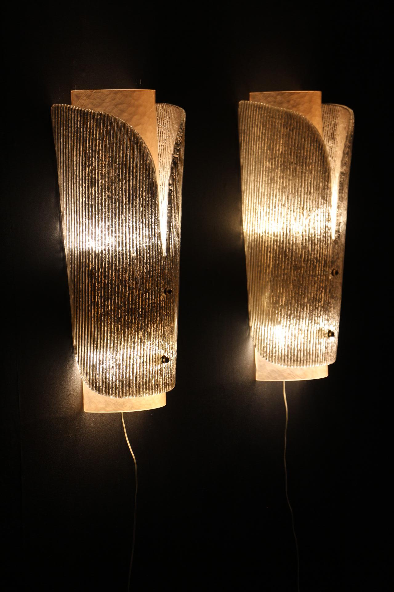 Pair of Large Murano Glass Wall Lights 10