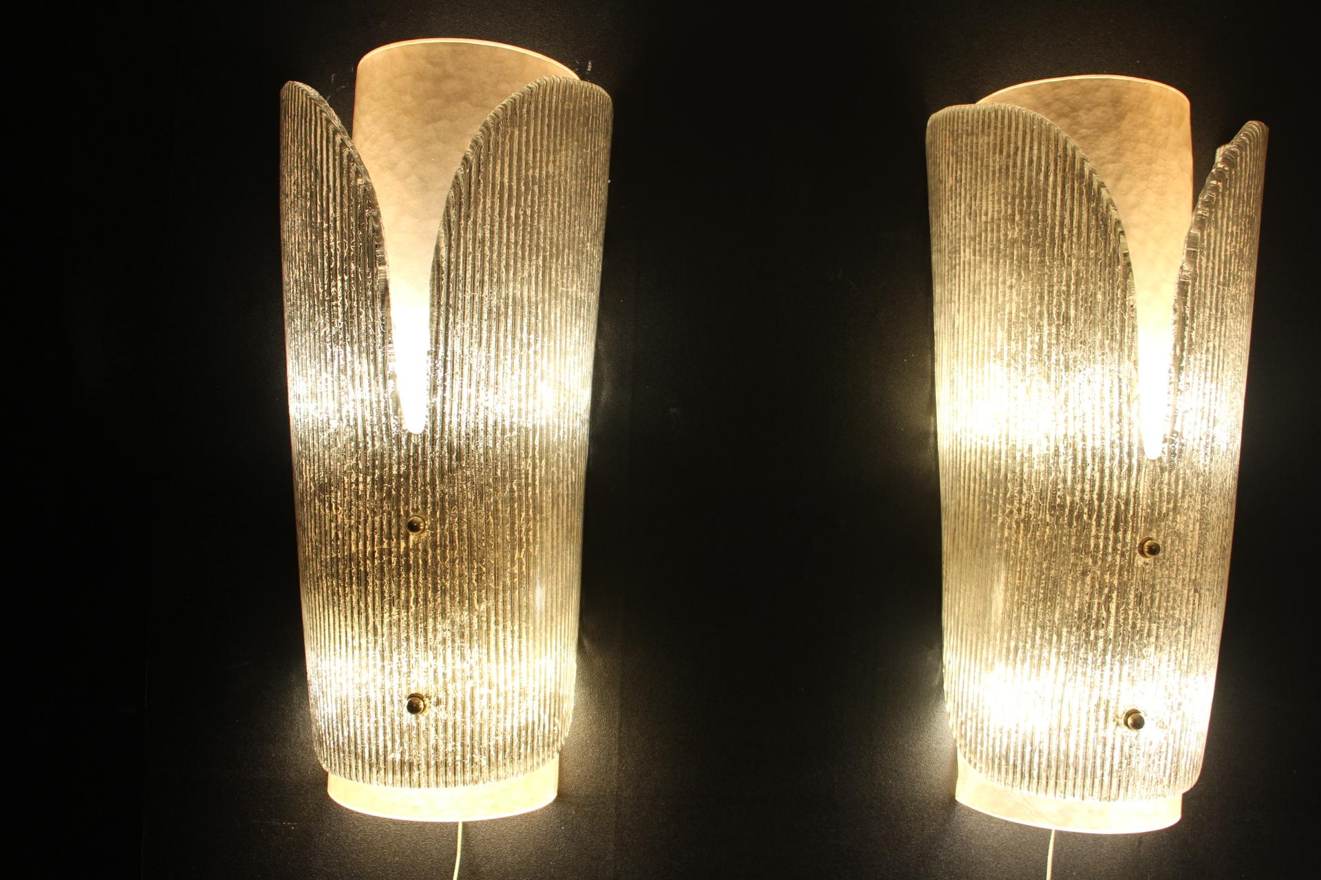 Pair of Large Murano Glass Wall Lights 1