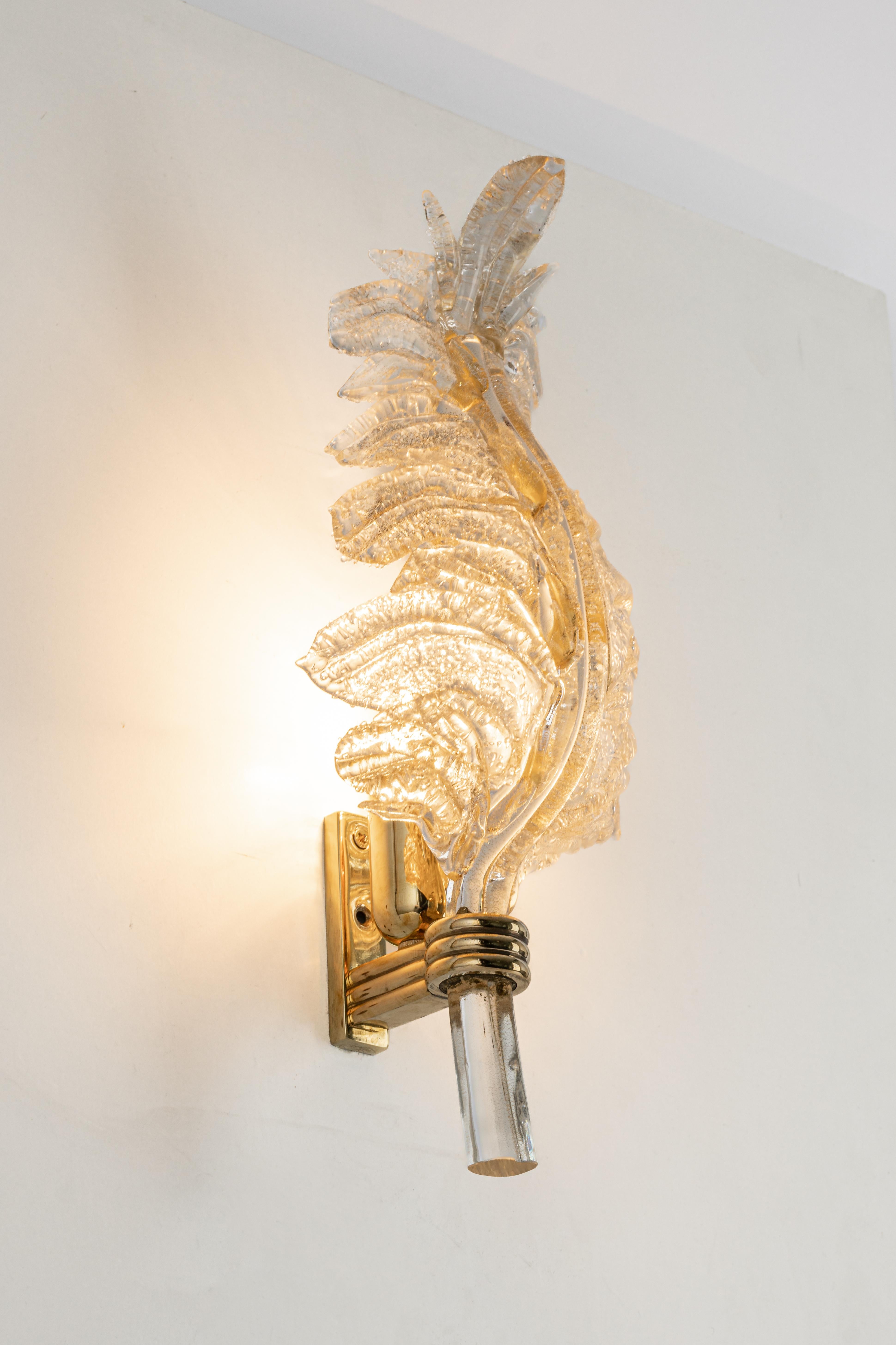 Pair of Large Murano Glass Wall Sconce by Barovier & Toso, Italy, 1970s In Good Condition In Aachen, NRW
