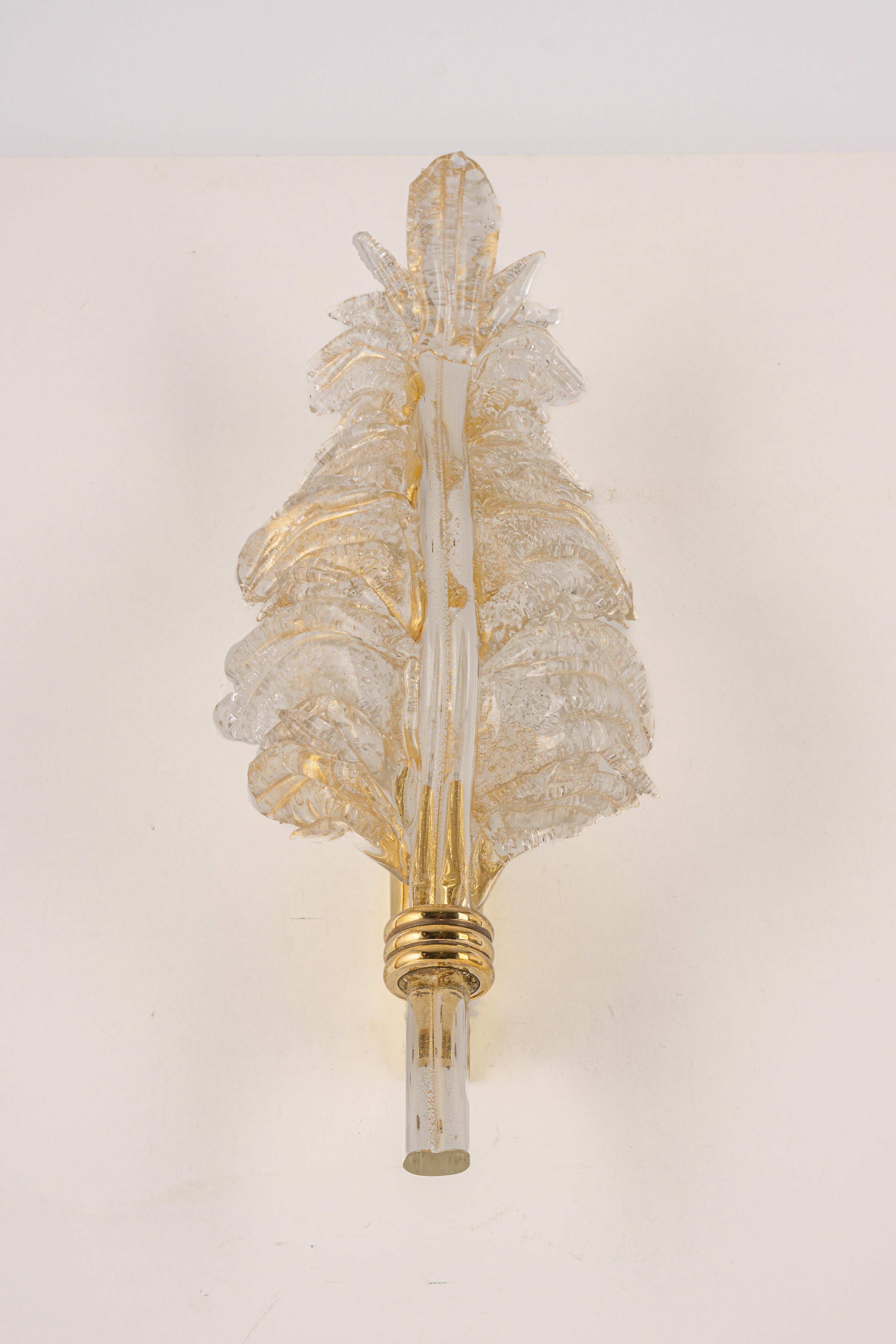 Pair of Large Murano Glass Wall Sconce by Barovier & Toso, Italy, 1970s 1