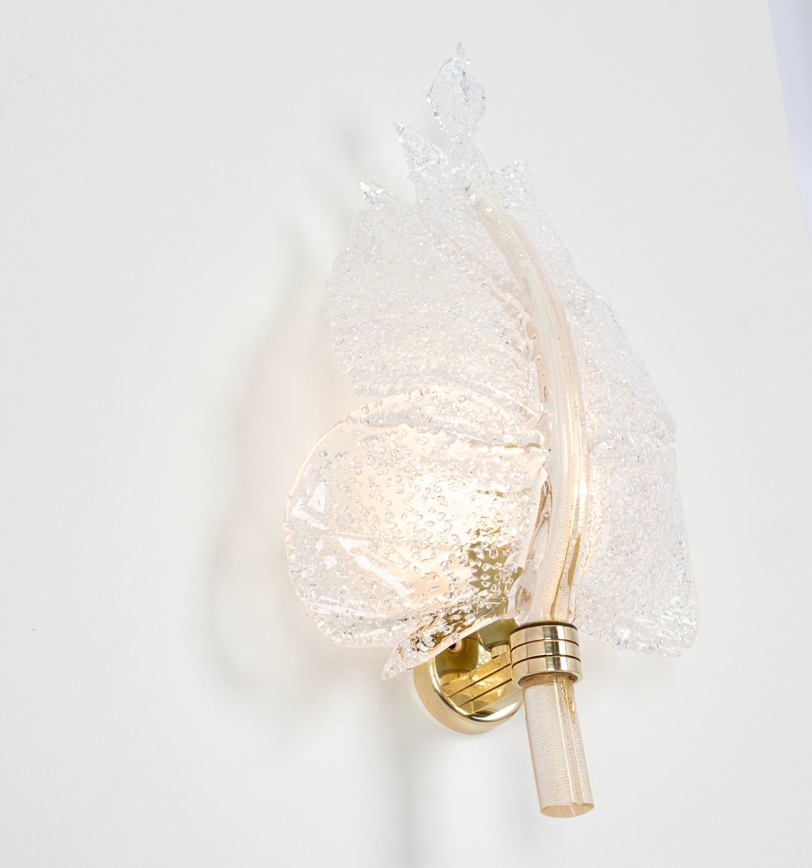 Pair of Large Murano Glass Wall Sconce by Barovier & Toso, Italy, 1970s For Sale 2