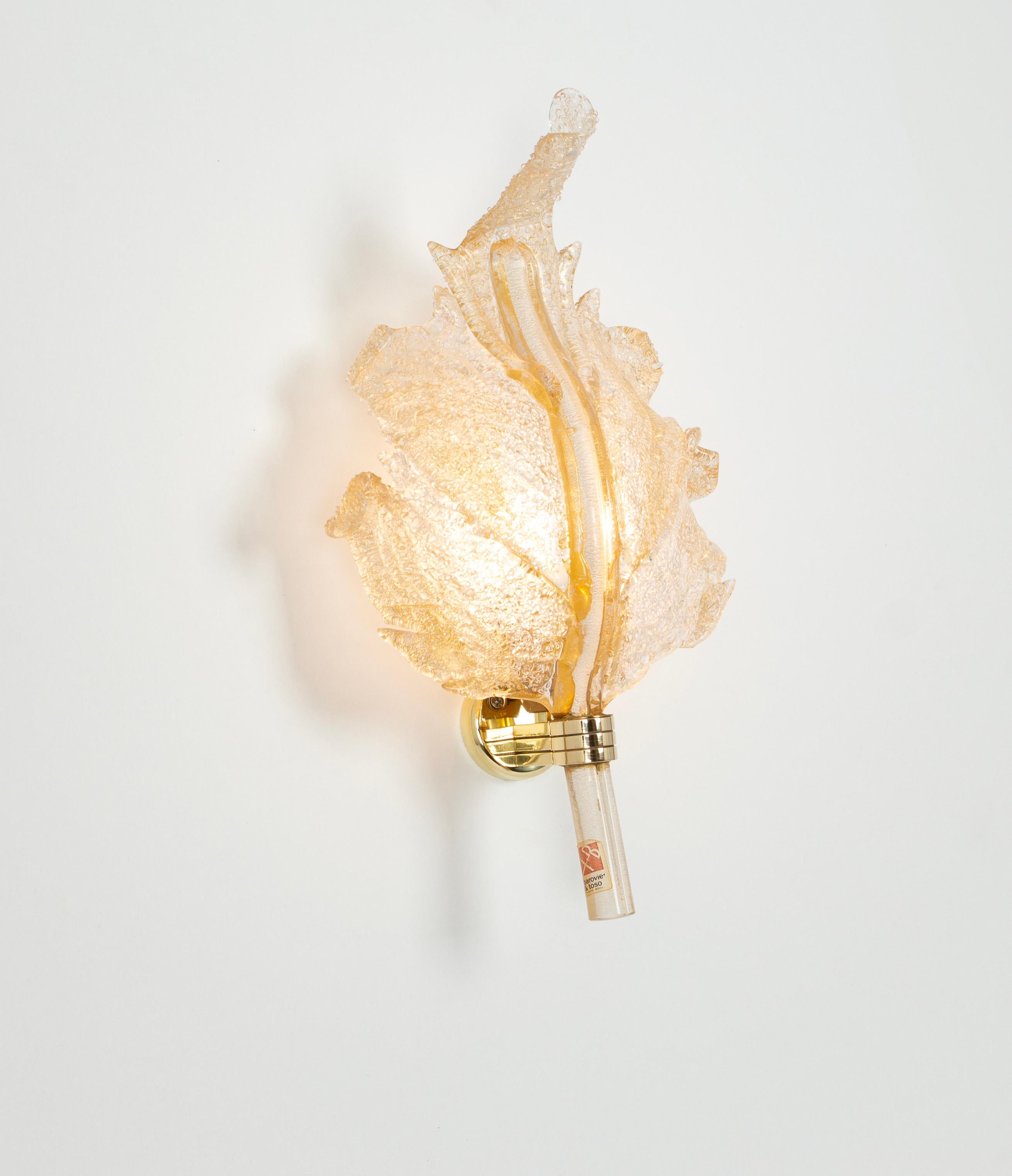 Pair of Large Murano Glass Wall Sconce by Barovier & Toso, Italy, 1970s For Sale 2