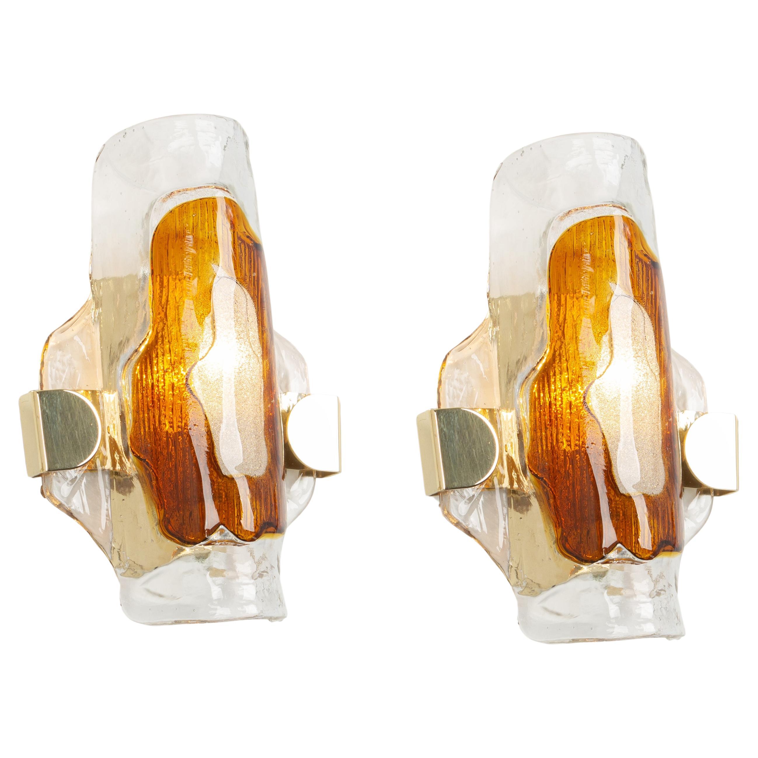 Pair of Large Murano Glass Wall Sconce by Barovier & Toso, Italy, 1970s For Sale