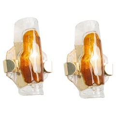 Pair of Large Murano Glass Wall Sconce by Barovier & Toso, Italy, 1970s