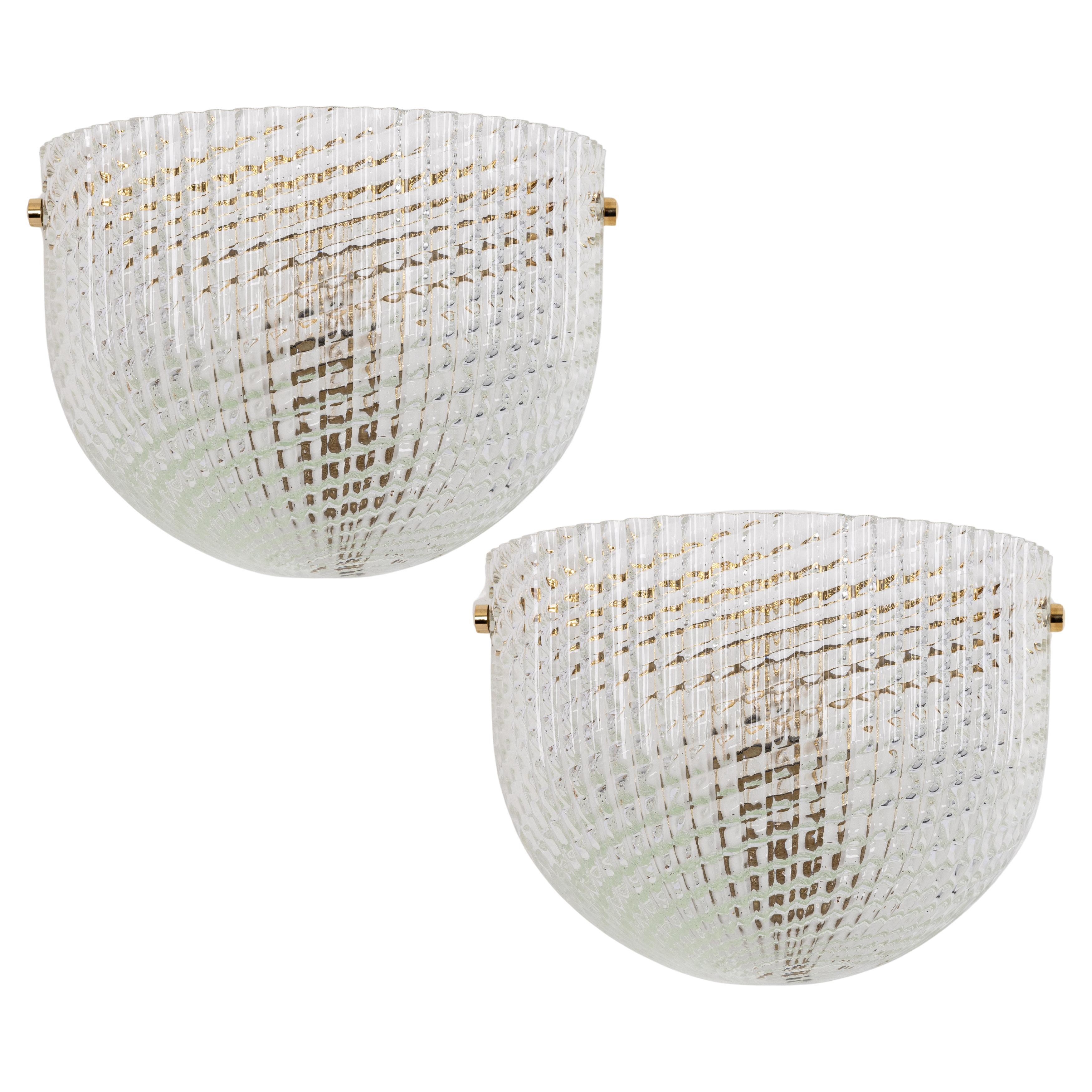 Pareja de grandes apliques de cristal de Murano al estilo de Barovier & Toso, Italia, años 70