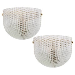 Pair of Large Murano Glass Wall Sconce in style of Barovier & Toso, Italy, 1970s
