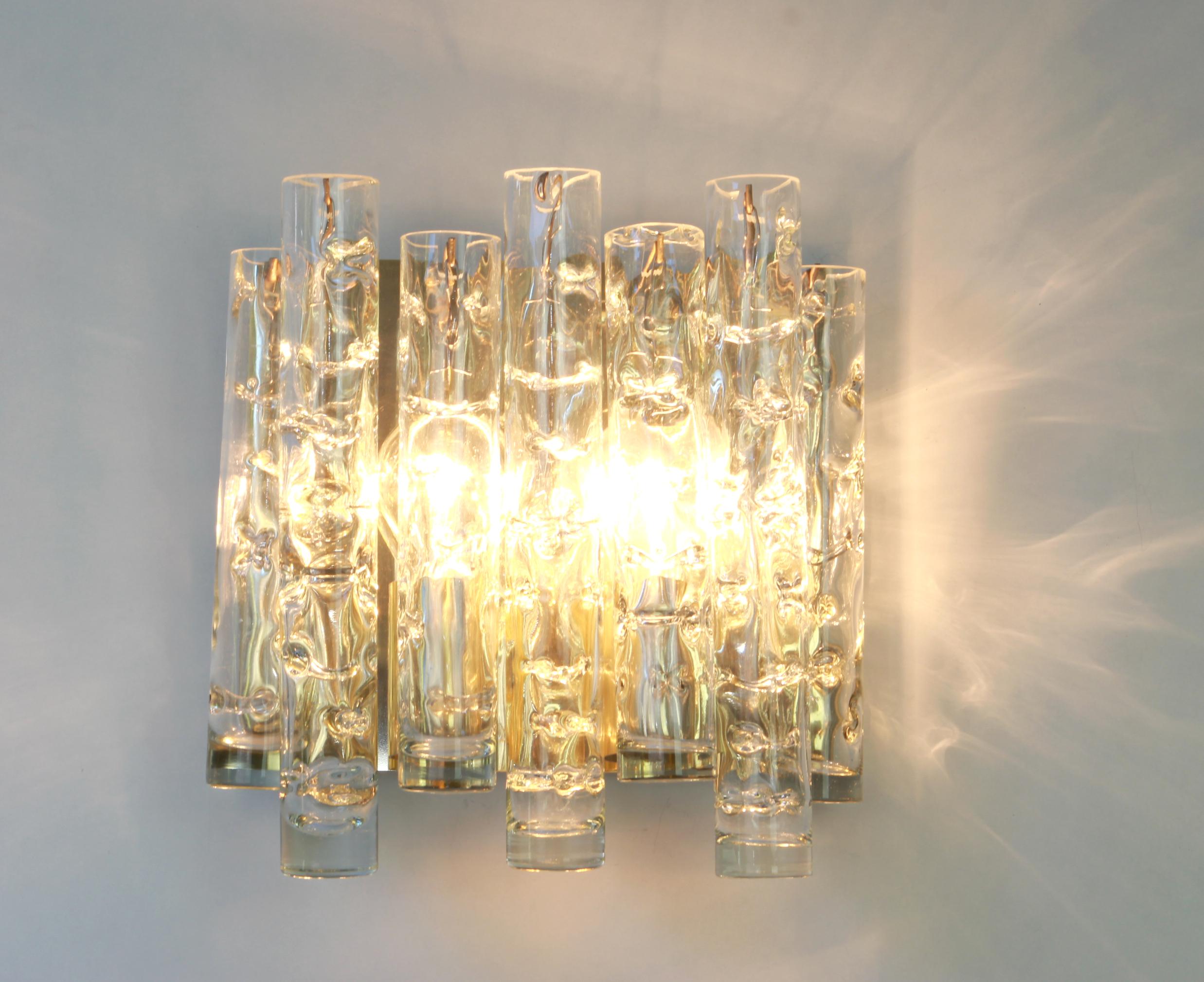 Mid-20th Century Pair of Large Murano Glass Wall Sconces by Doria, Germany, 1960s For Sale