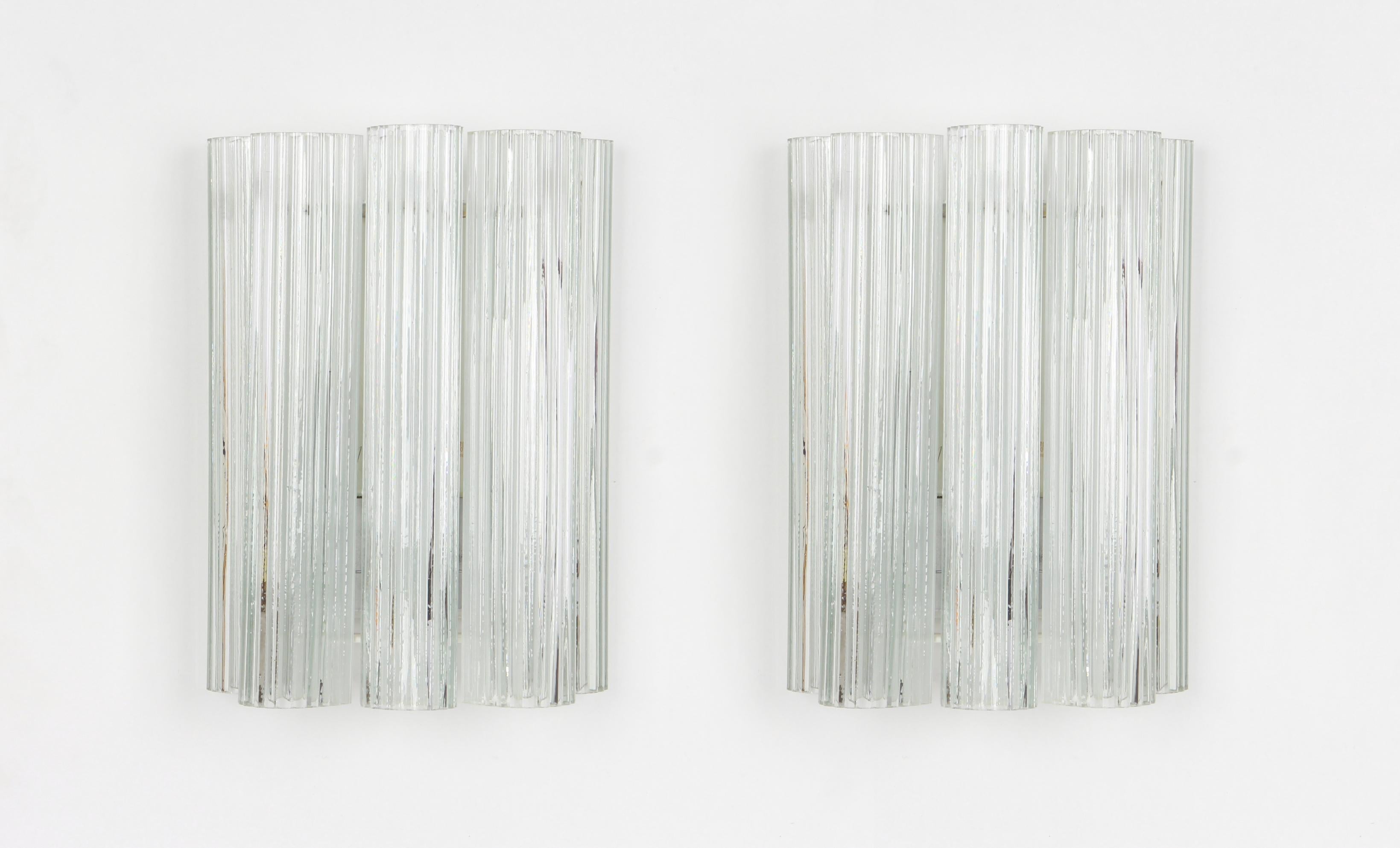Mid-20th Century Pair of Large Murano Glass Wall Sconces by Doria, Germany, 1960s