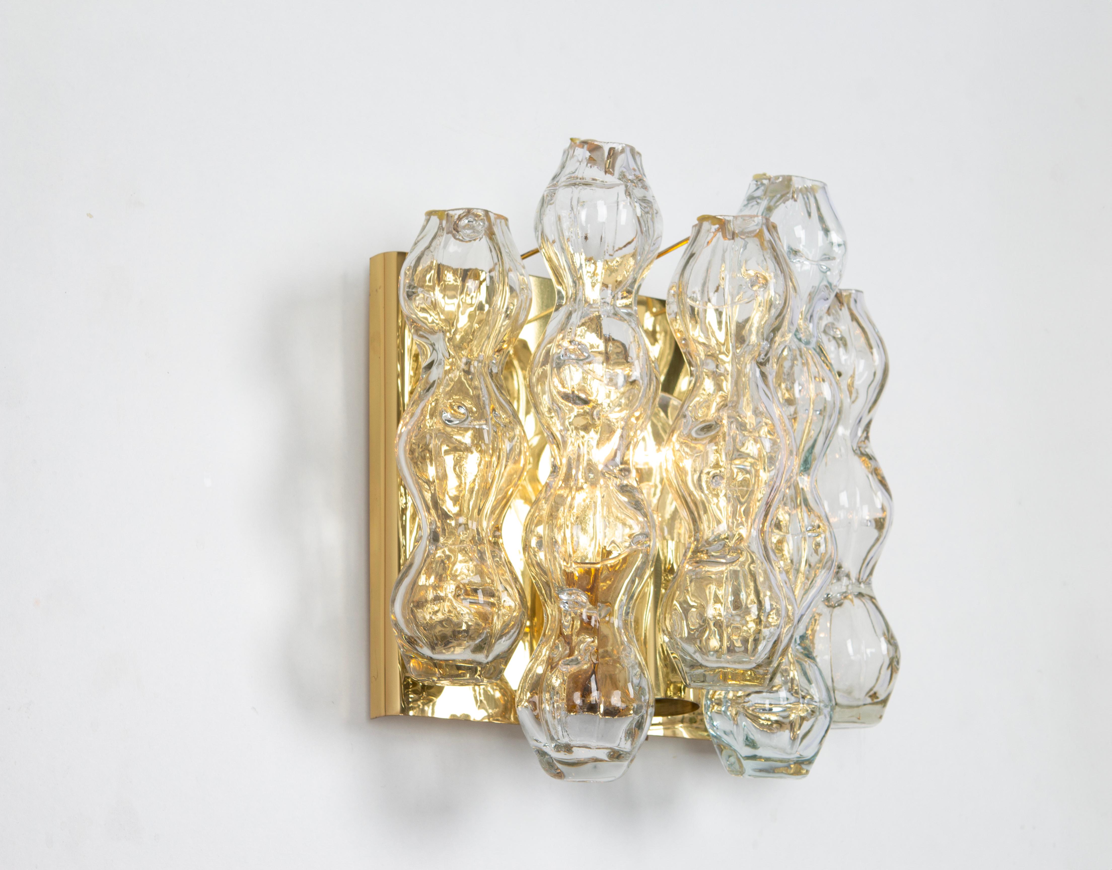 Mid-20th Century Pair of Large Murano Glass Wall Sconces by Doria, Germany, 1960s For Sale