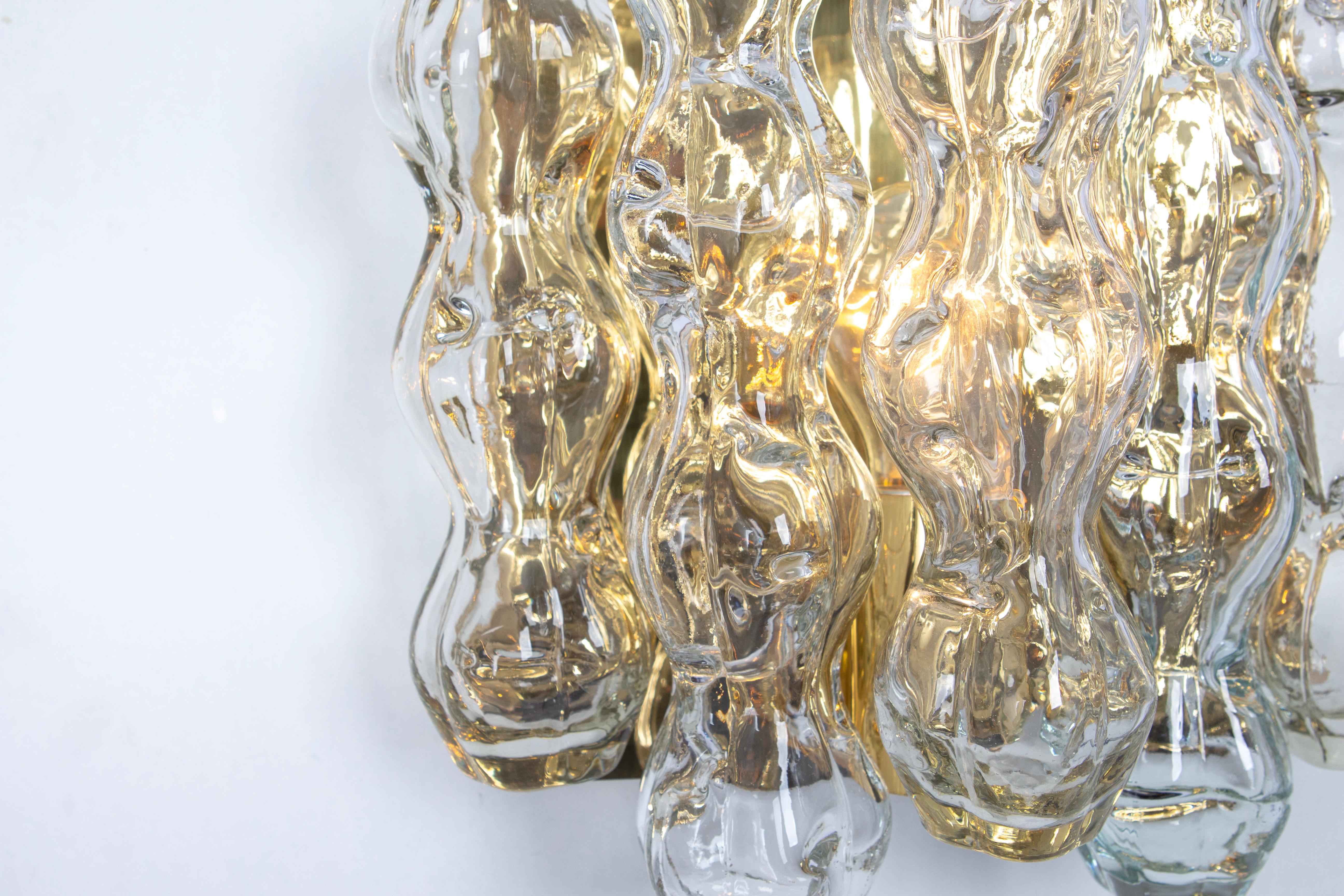 Pair of Large Murano Glass Wall Sconces by Doria, Germany, 1960s For Sale 1