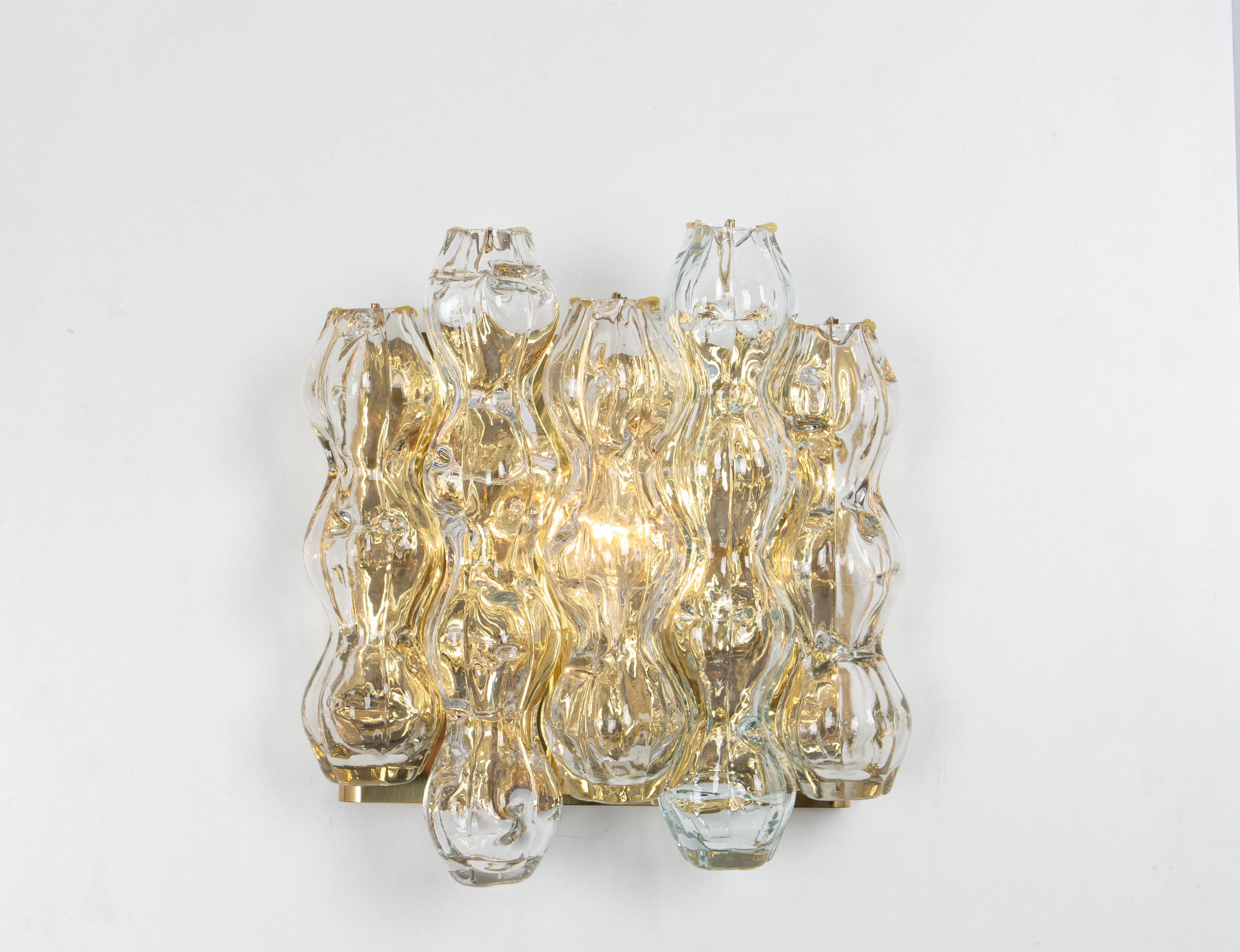 Pair of Large Murano Glass Wall Sconces by Doria, Germany, 1960s For Sale 2