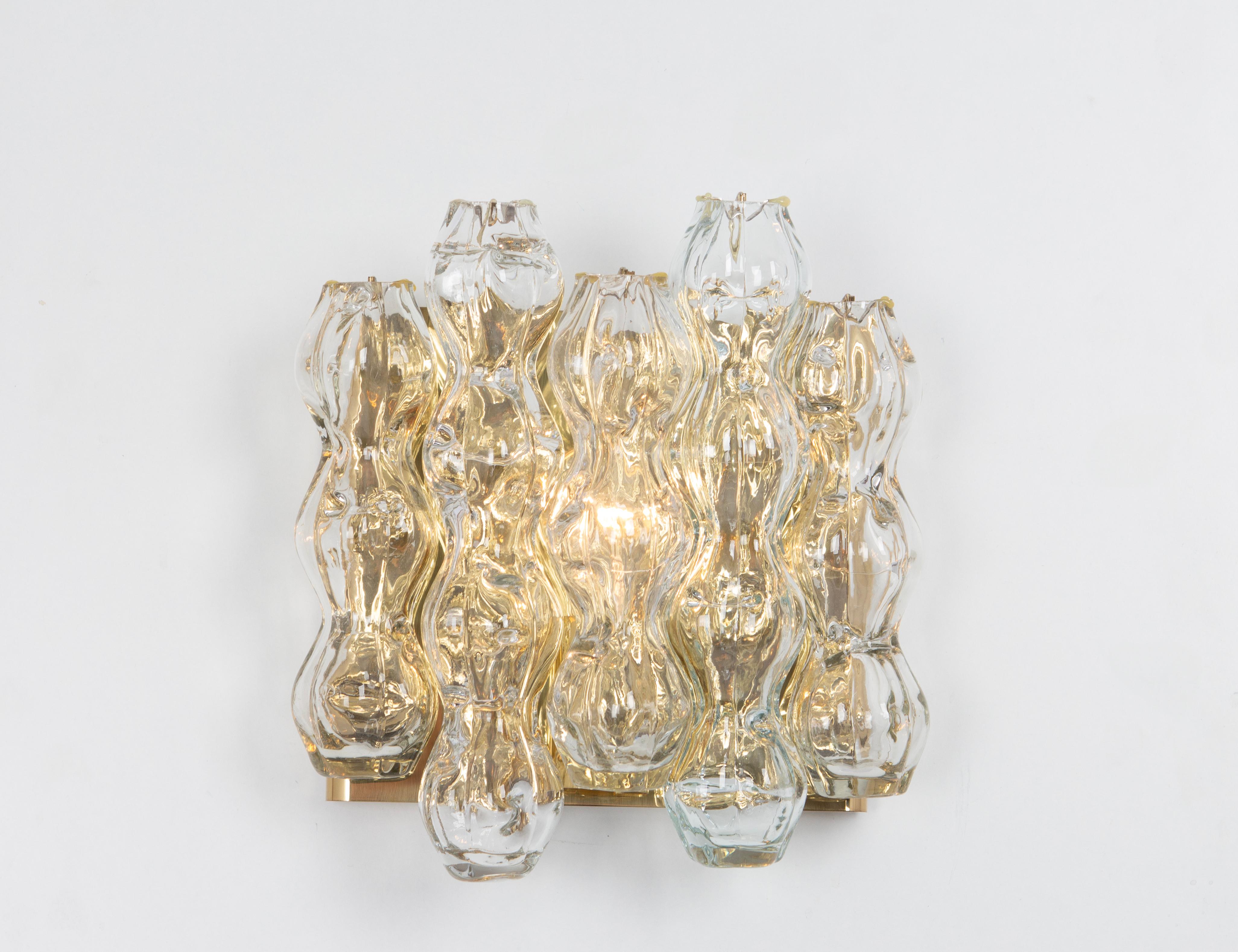 Pair of Large Murano Glass Wall Sconces by Doria, Germany, 1960s For Sale 3