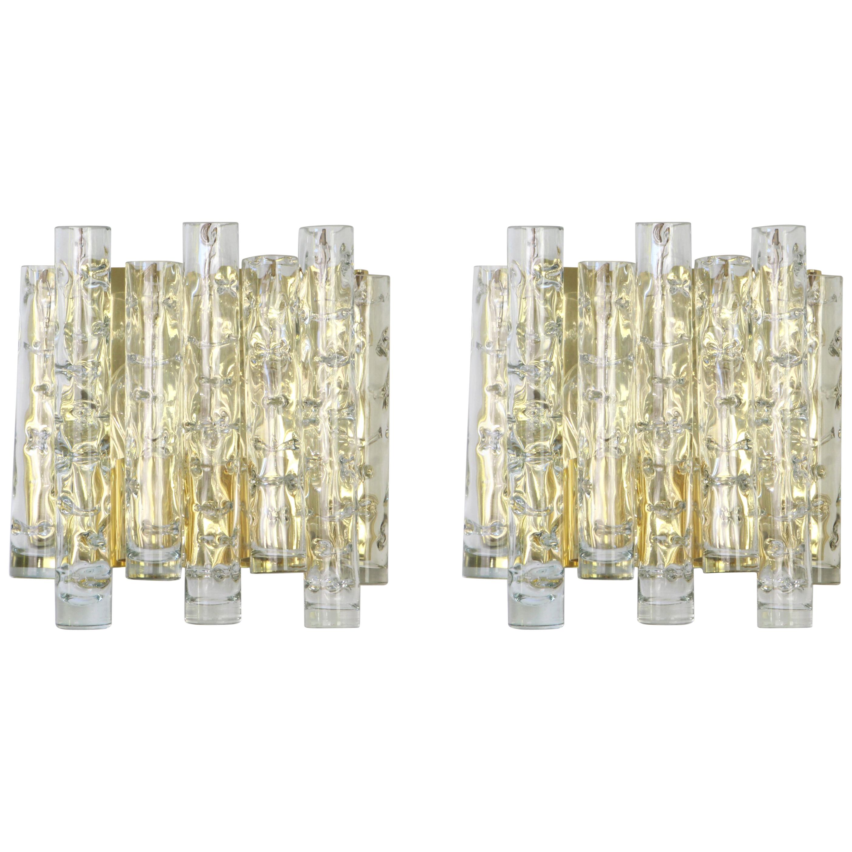 Pair of Large Murano Glass Wall Sconces by Doria, Germany, 1960s