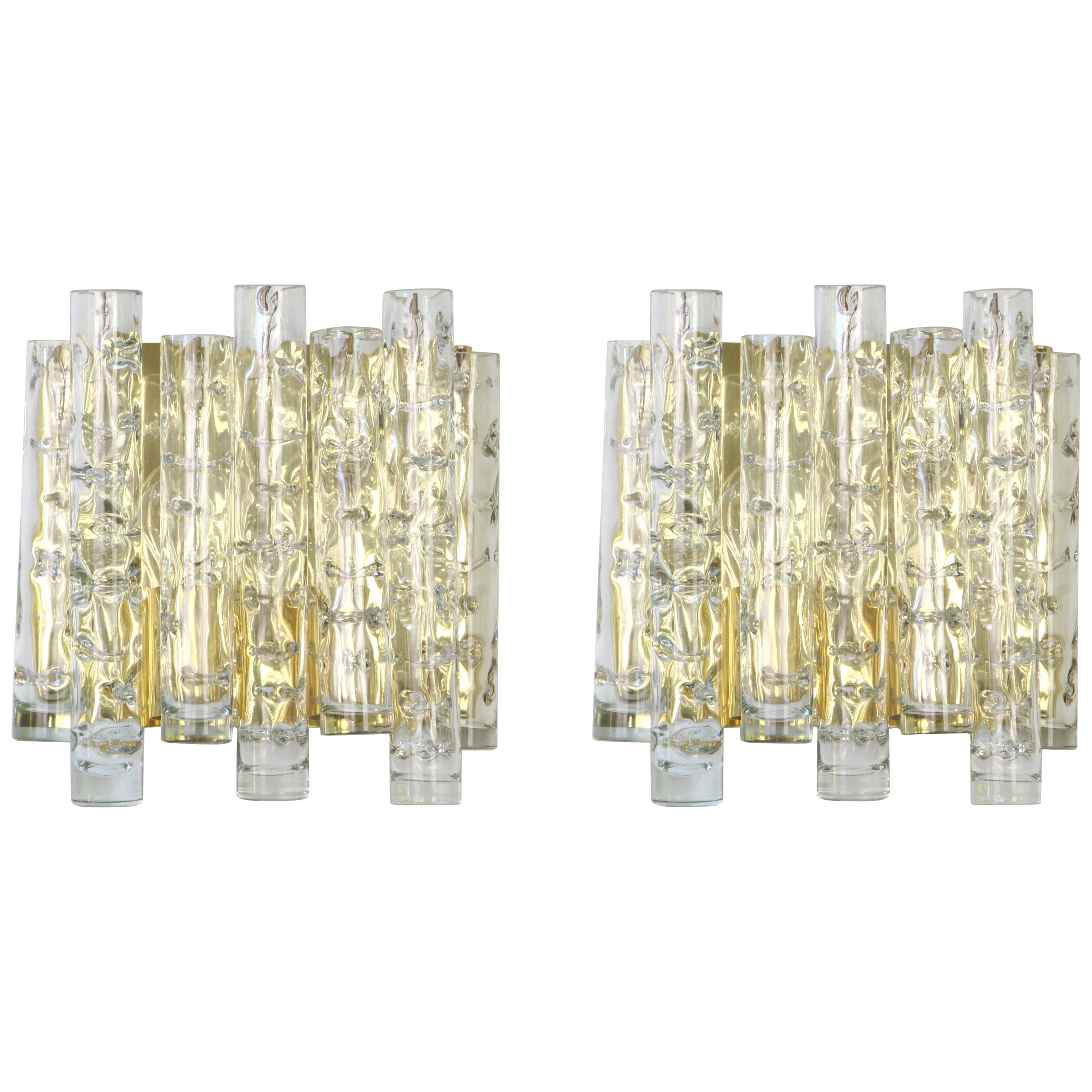 Pair of Large Murano Glass Wall Sconces by Doria, Germany, 1960s For Sale