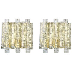 Vintage Pair of Large Murano Glass Wall Sconces by Doria, Germany, 1960s