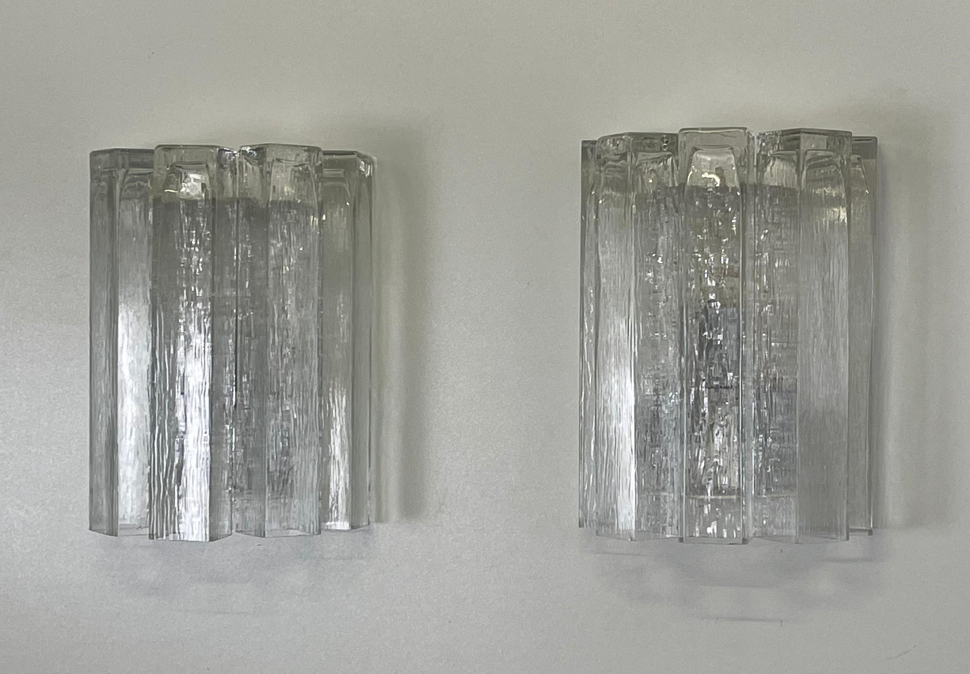 Pair of Large Murano Glass Wall Sconces by Doria, Germany, circa 1960s 3