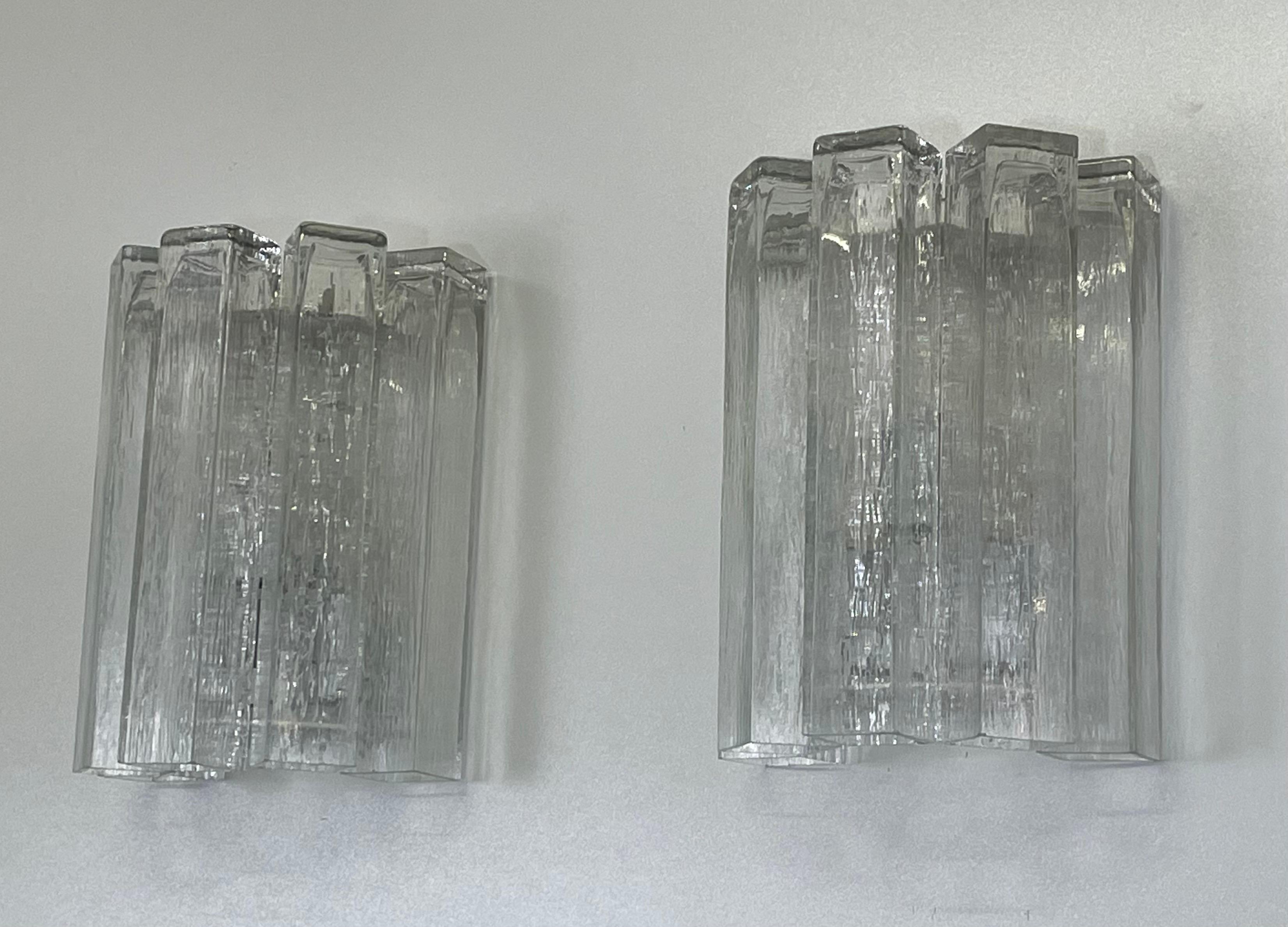Pair of Large Murano Glass Wall Sconces by Doria, Germany, circa 1960s 4