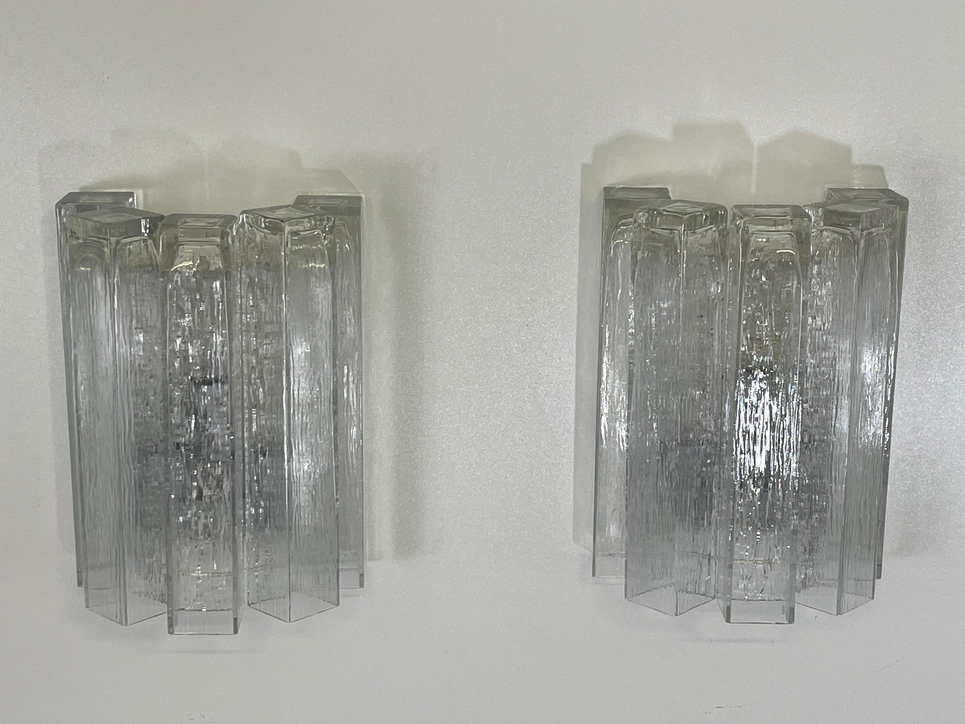 Pair of Large Murano Glass Wall Sconces by Doria, Germany, circa 1960s 7