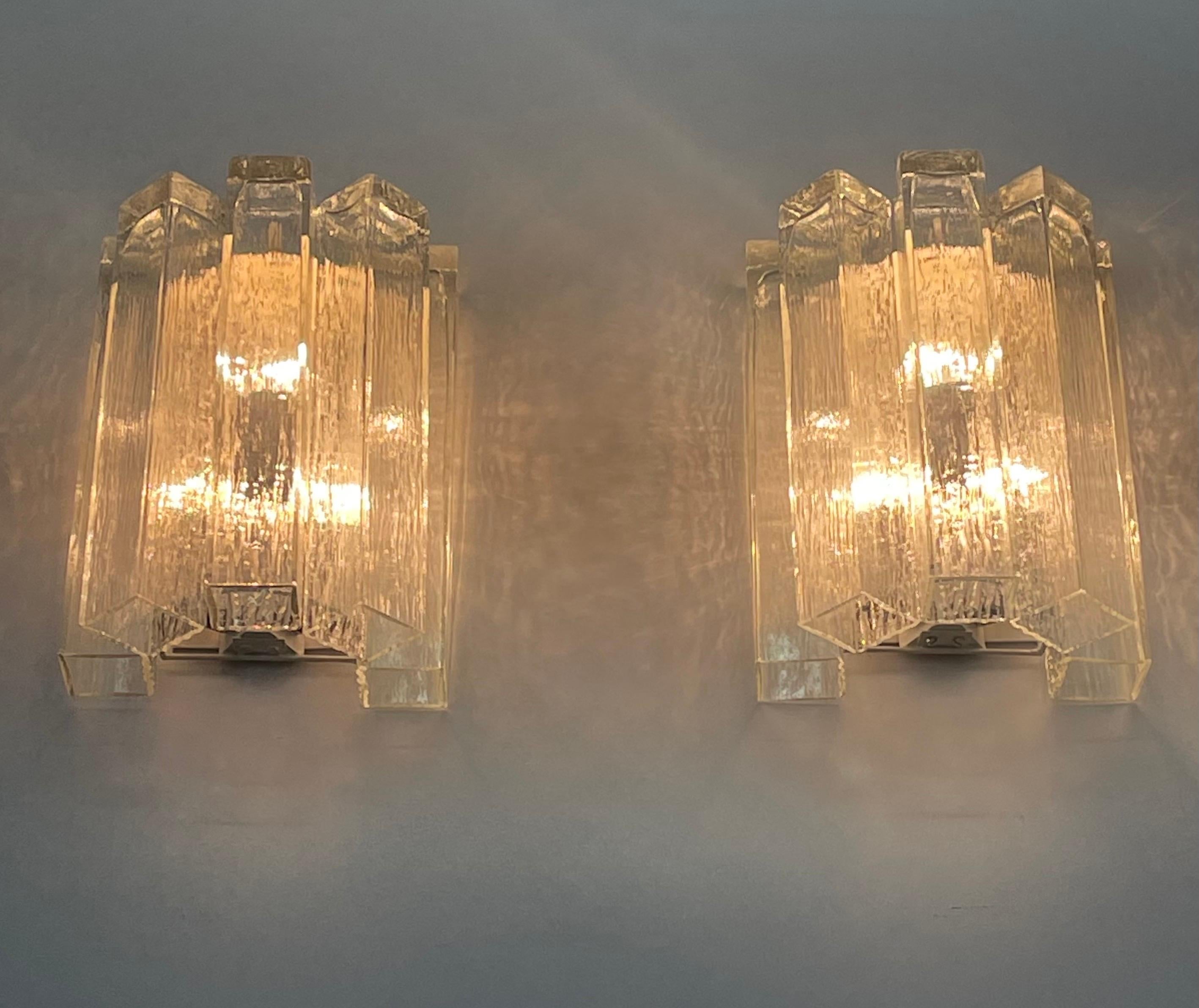 Pair of Large Murano Glass Wall Sconces by Doria, Germany, circa 1960s In Good Condition In Wiesbaden, Hessen