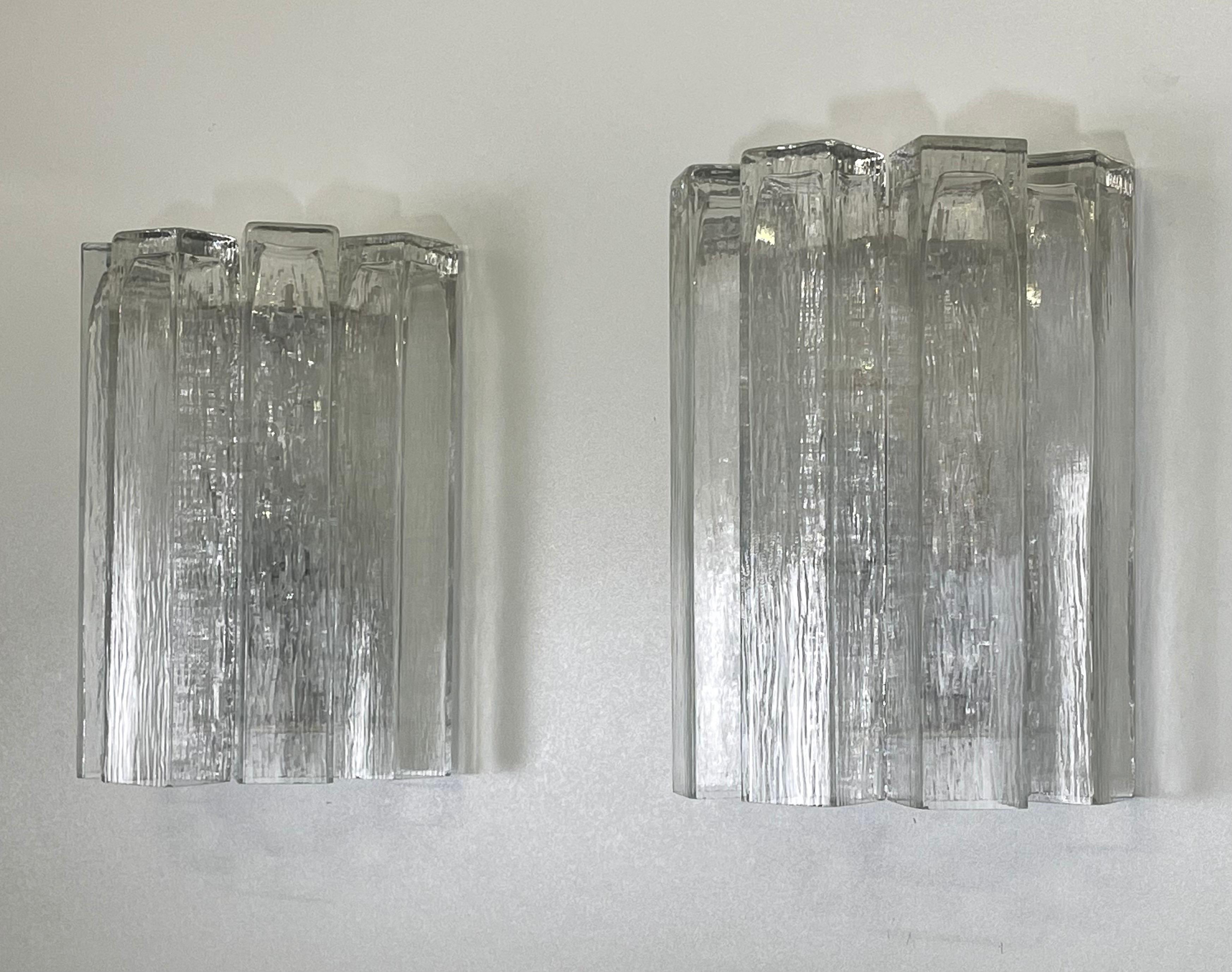Pair of Large Murano Glass Wall Sconces by Doria, Germany, circa 1960s 1