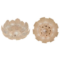 Paar große Murano Graniglia Glas Flush Mounts