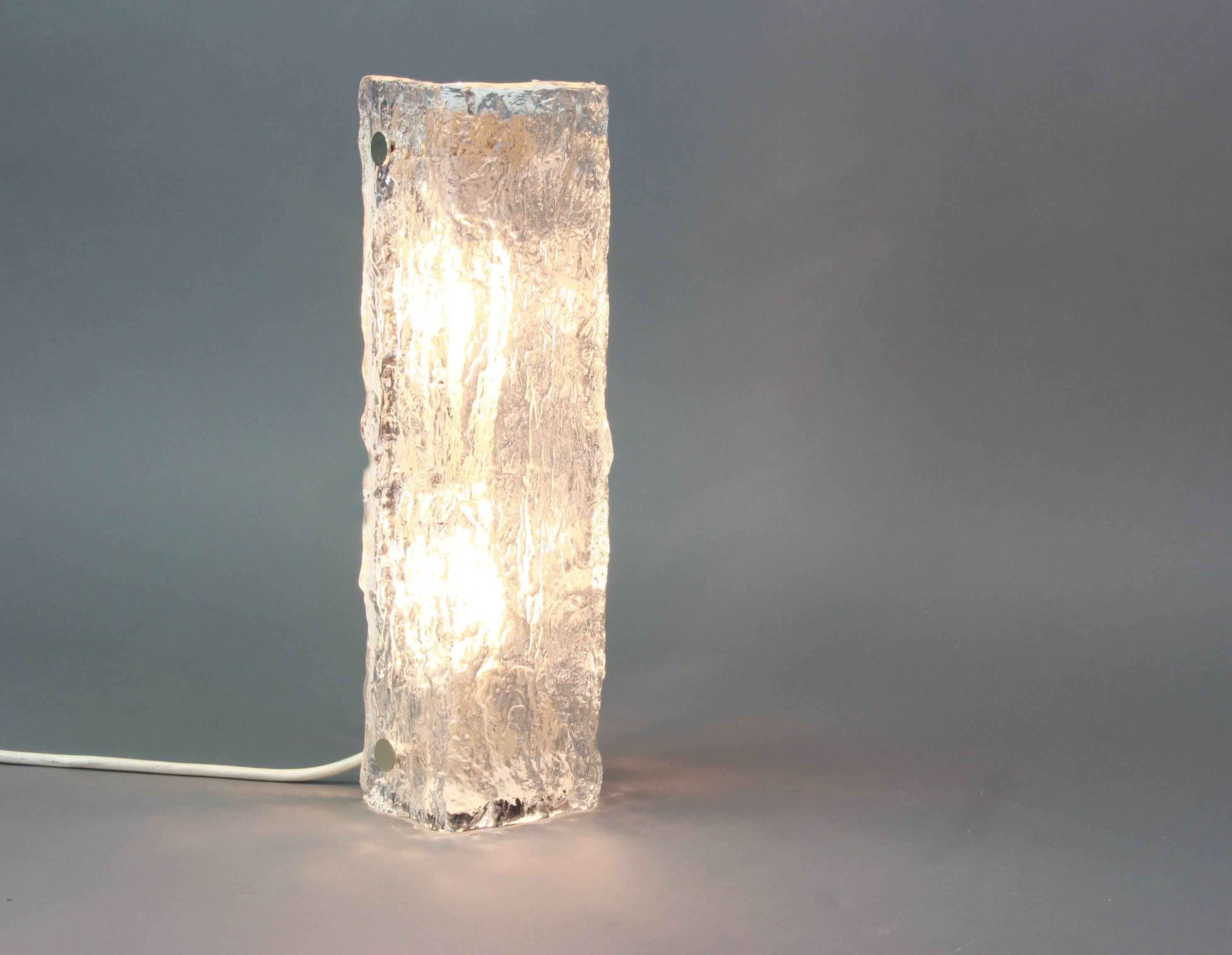 Late 20th Century Pair of Large Murano Ice Glass Vanity Sconces by Kaiser, Germany, 1970s