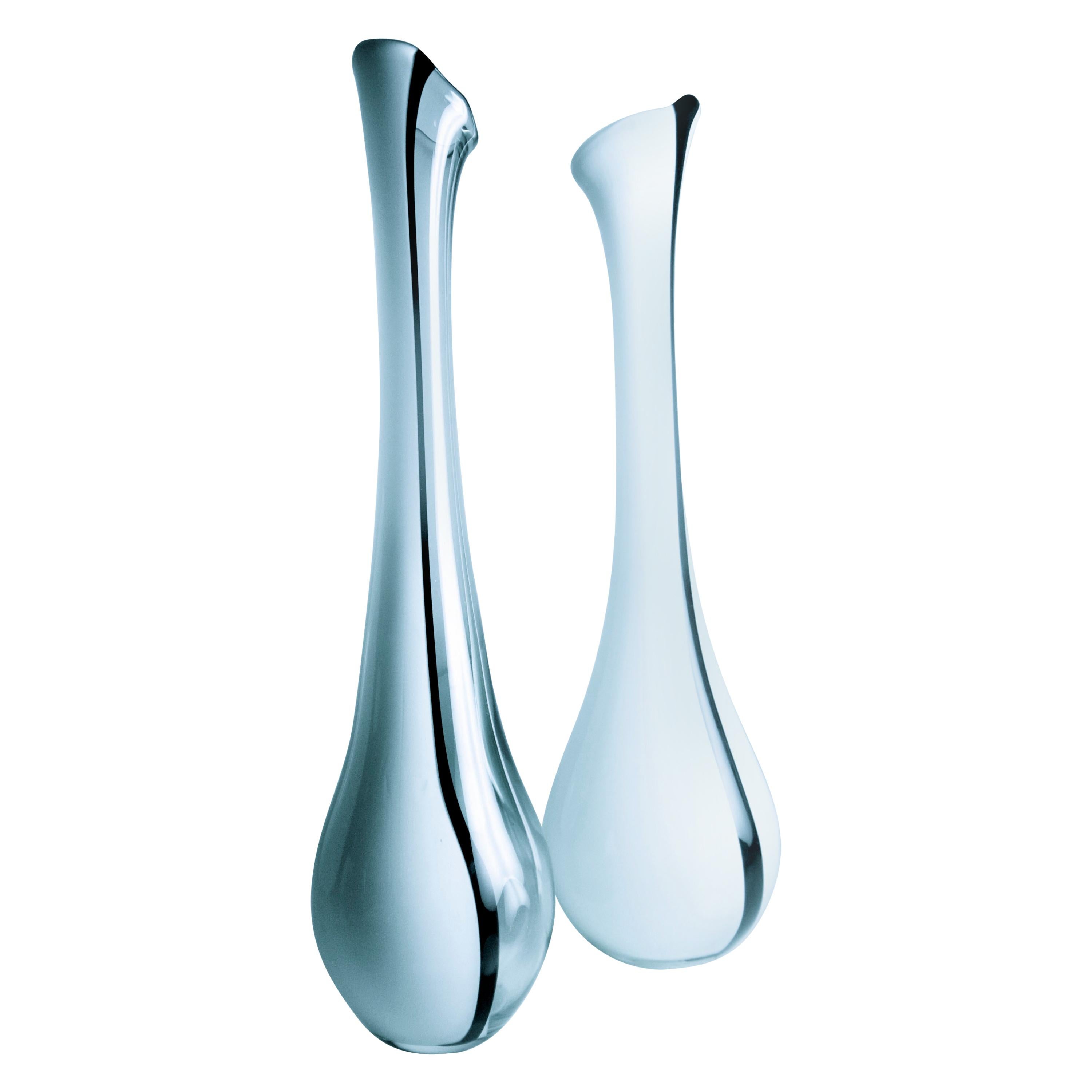 Pair of Large Murano Monochrome White Stem Vases Possibly Nason, 1980s For Sale