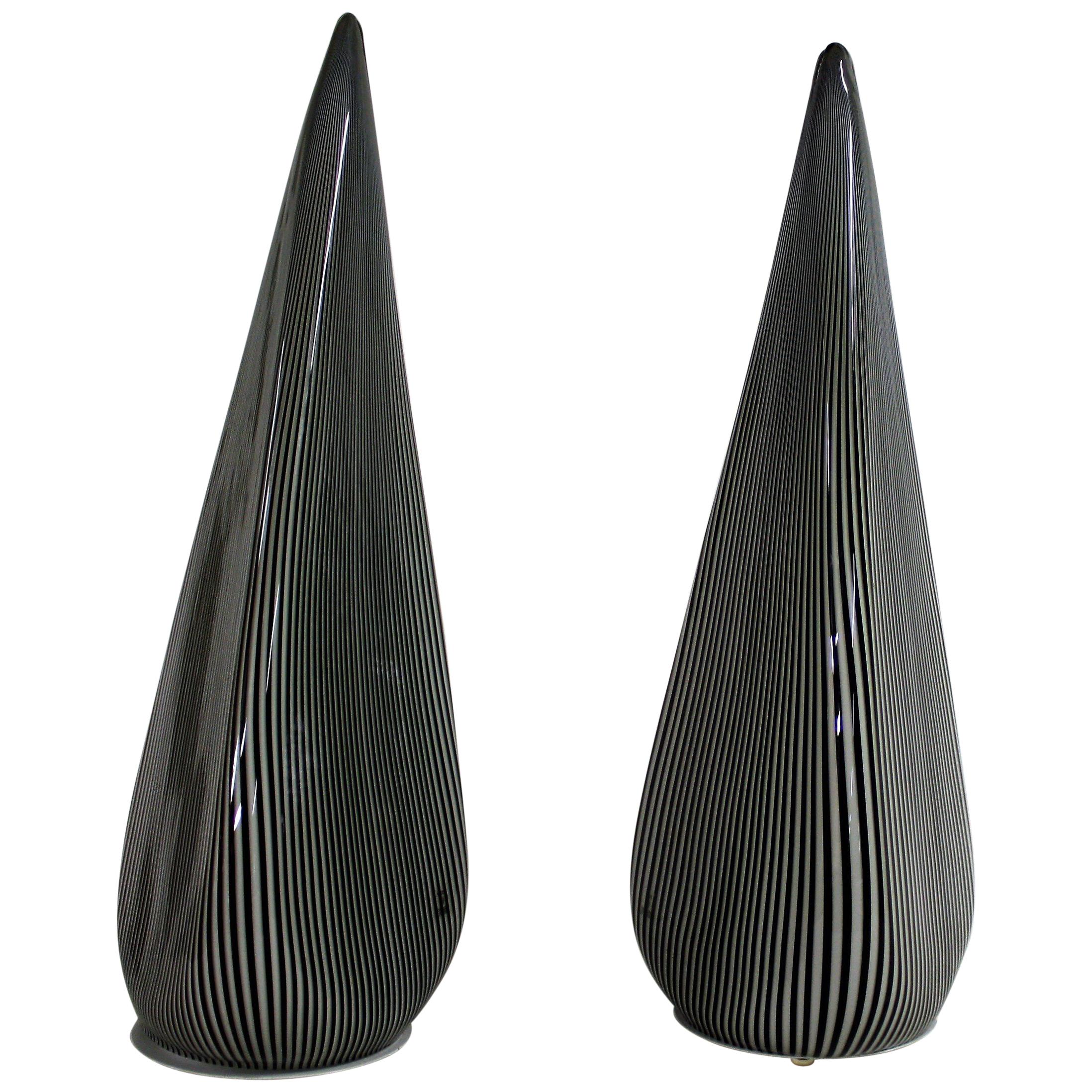 Pair of Large Murano Pyramid Lamps by Vetri, 1970s