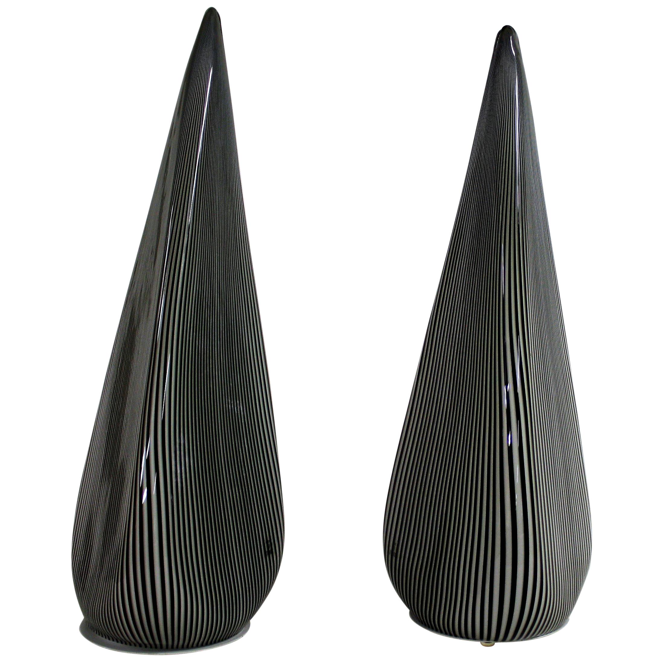 Pair of Large Murano Pyramid Lamps by Vetri, 1970s