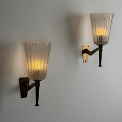 Ein Paar große Murano-Wandleuchten von Archimede Seguso für Seguso Vetri d’Arte, 1940er Jahre