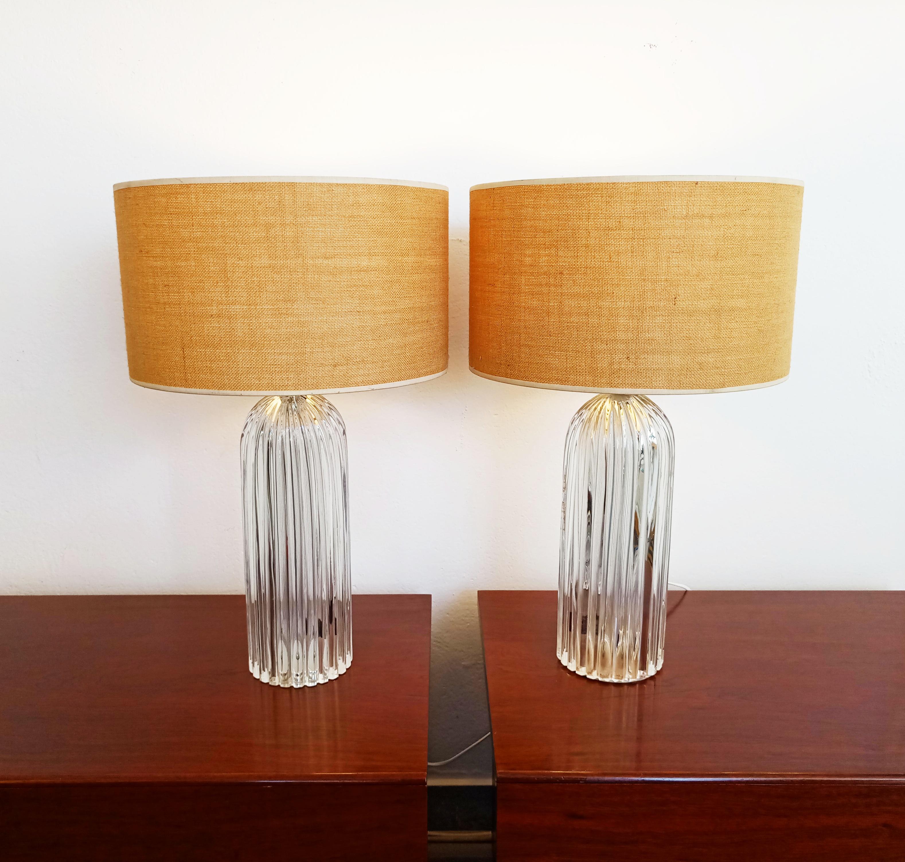 Rare pair of large Murano table lamps manufactured in Italy in 1960s. In perfect vintage condition.