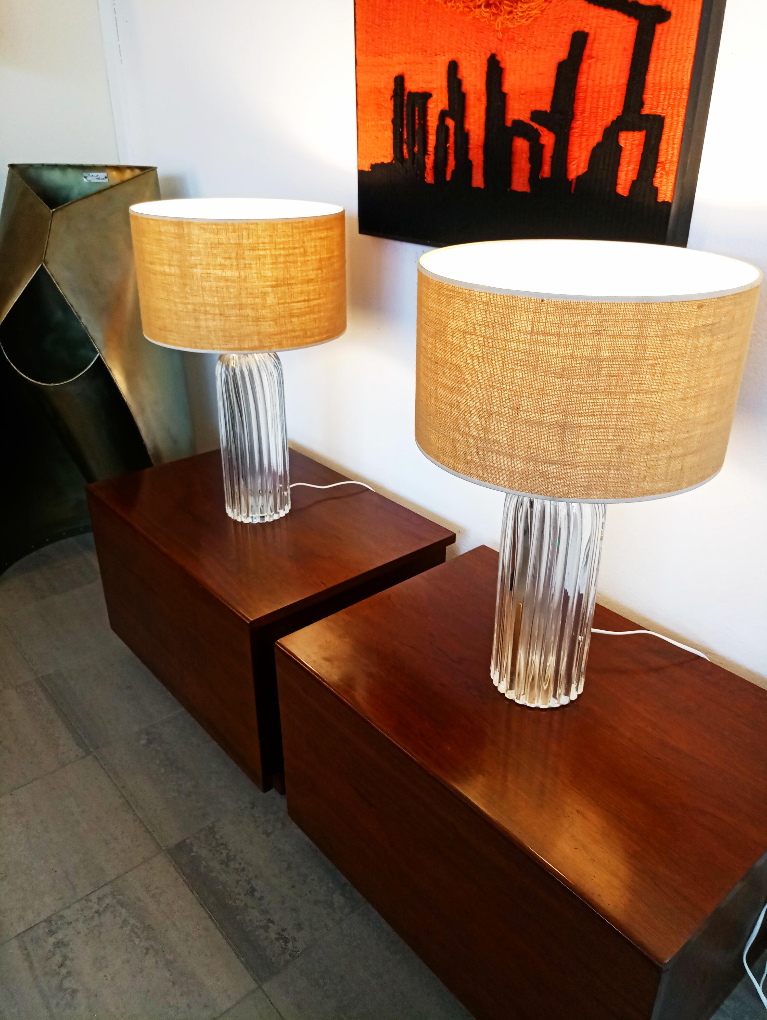 Italian Pair of Large Murano Table Lamps, Italy, 1960s