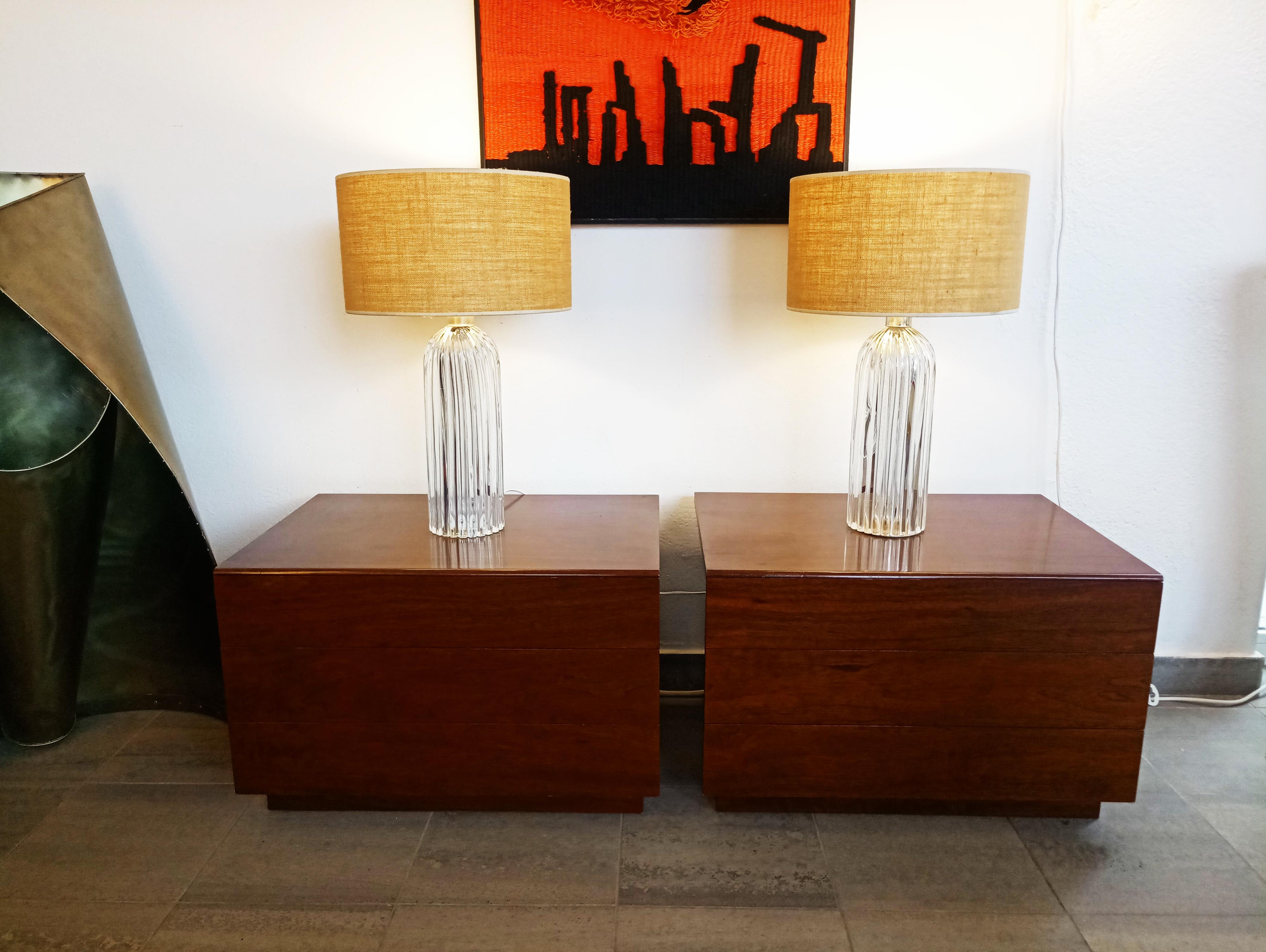 Pair of Large Murano Table Lamps, Italy, 1960s In Good Condition In L'Escala, ES