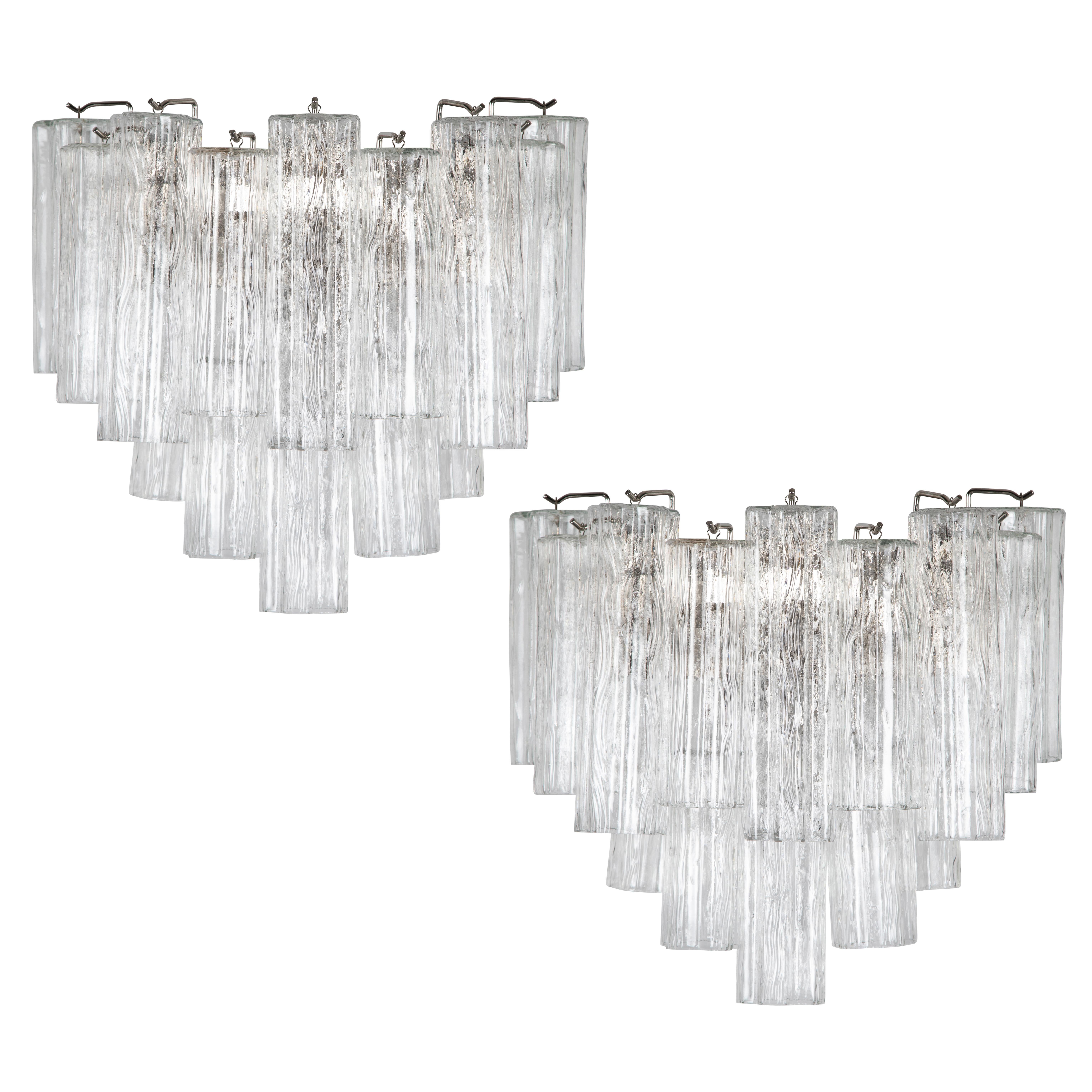 Pair of Large Murano Tronchi Sconces, circa 1970s For Sale