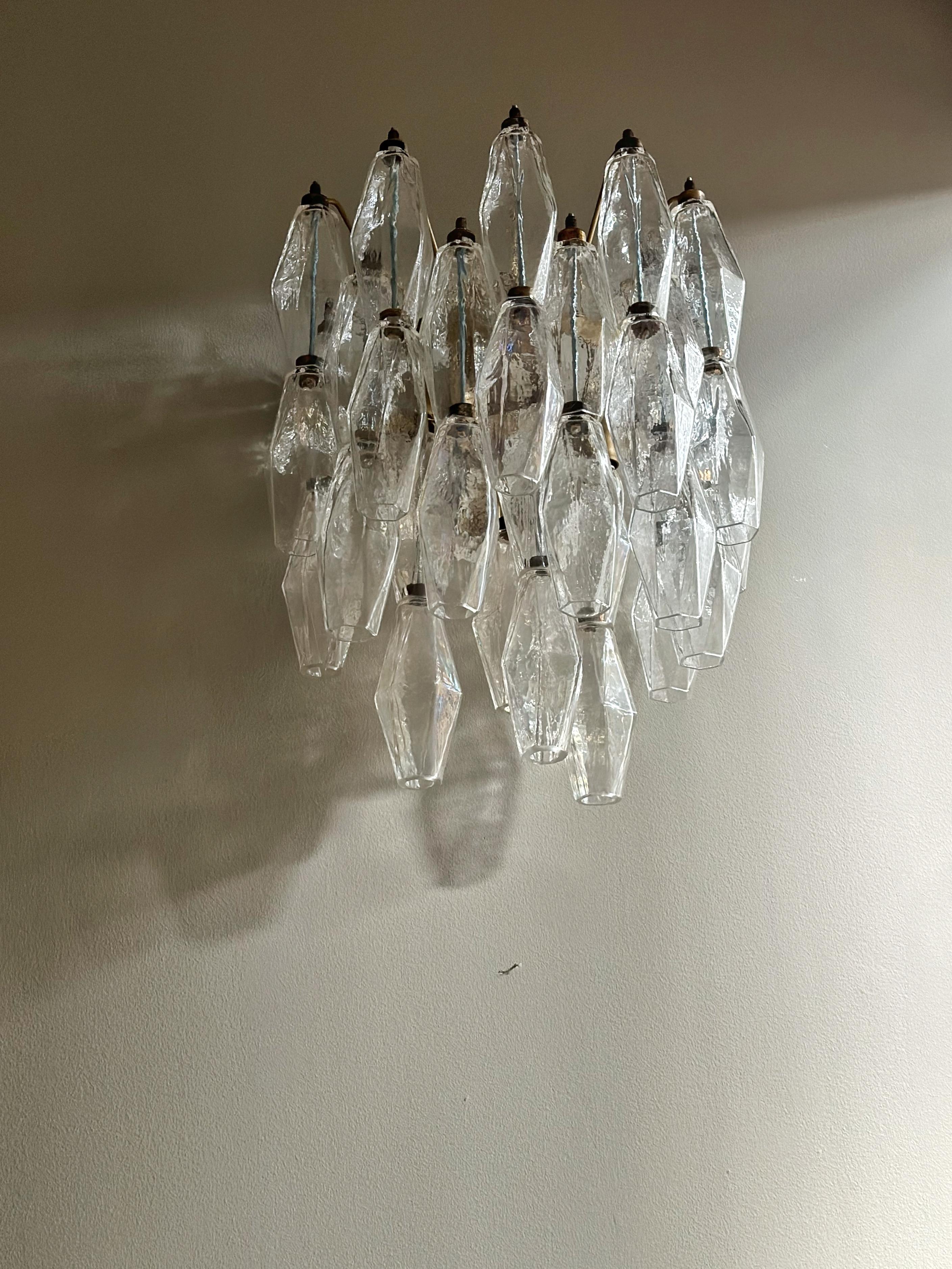 Mid-Century Modern Pair of Large Murano Wall Sconces XL size For Sale