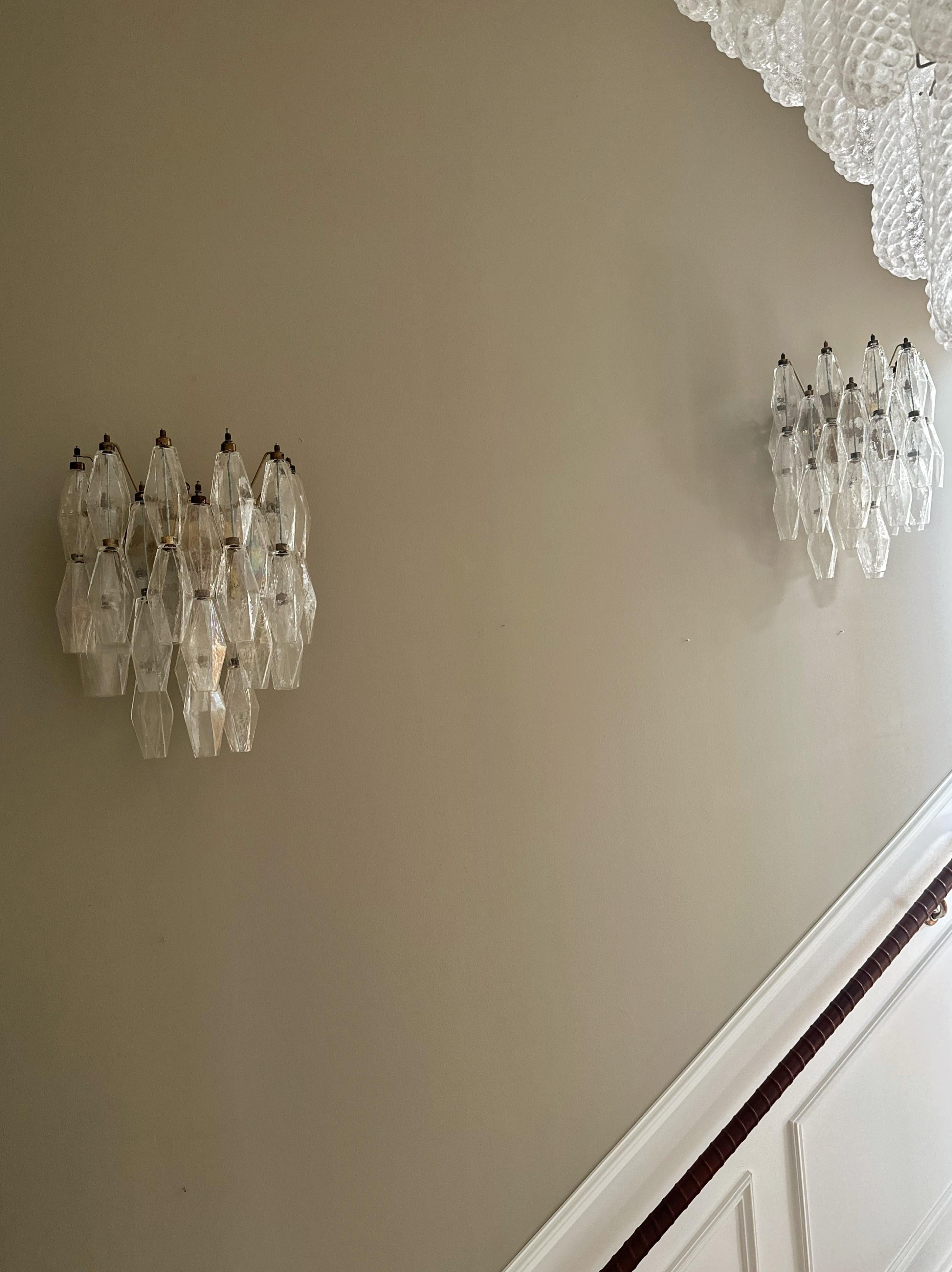 Glass Pair of Large Murano Wall Sconces XL size For Sale