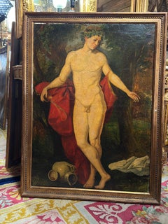 Pair of Large Mythological Canvases: Bacchus and Diana, European School France