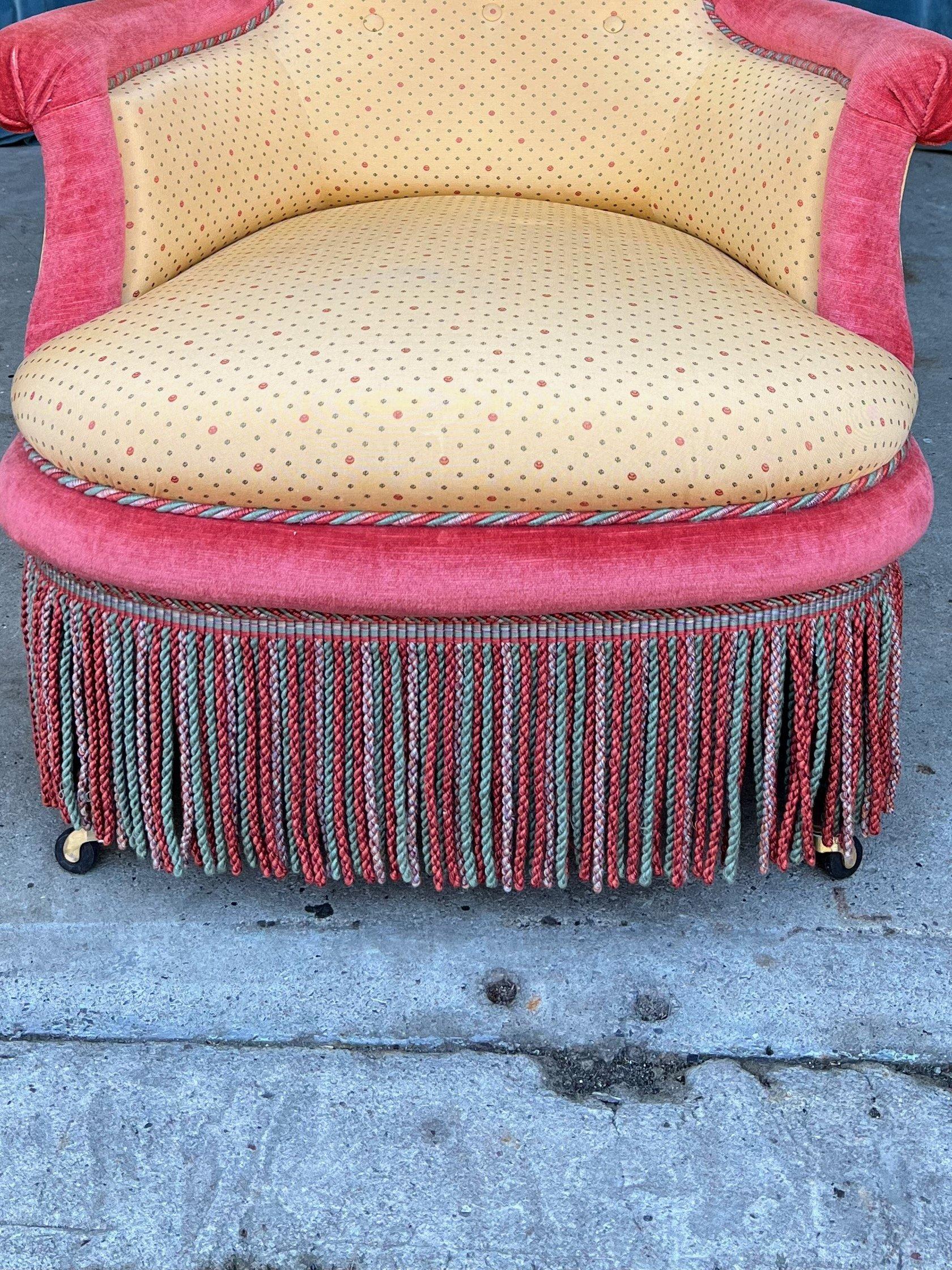 Paire de grands fauteuils Napoléon III en or et rouge en vente 8