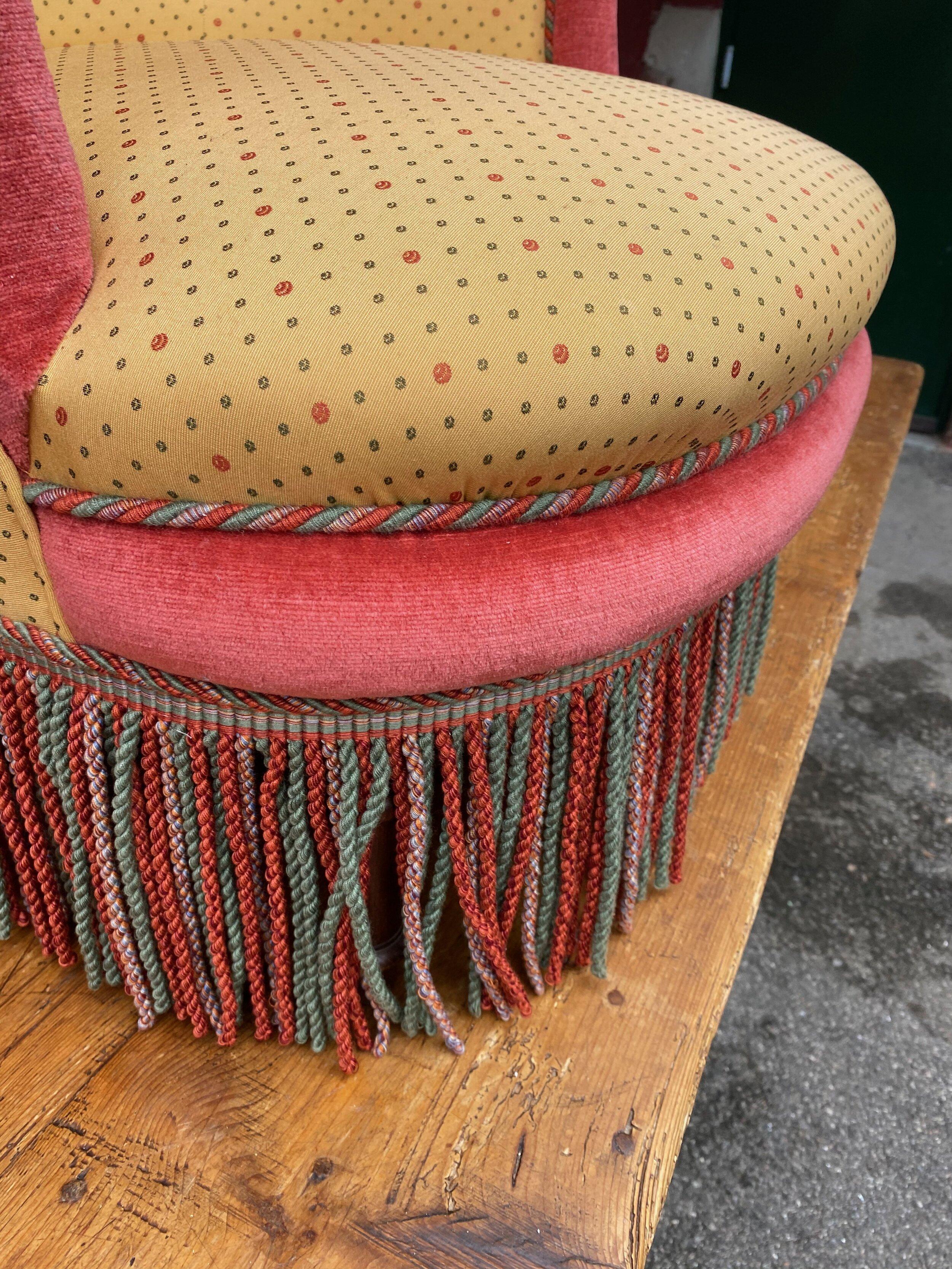 Pair of Large Napoleon III Armchairs in Gold and Red For Sale 11