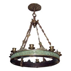 Pair of Large Neoclassic Bronze Chandeliers, Sold Individually