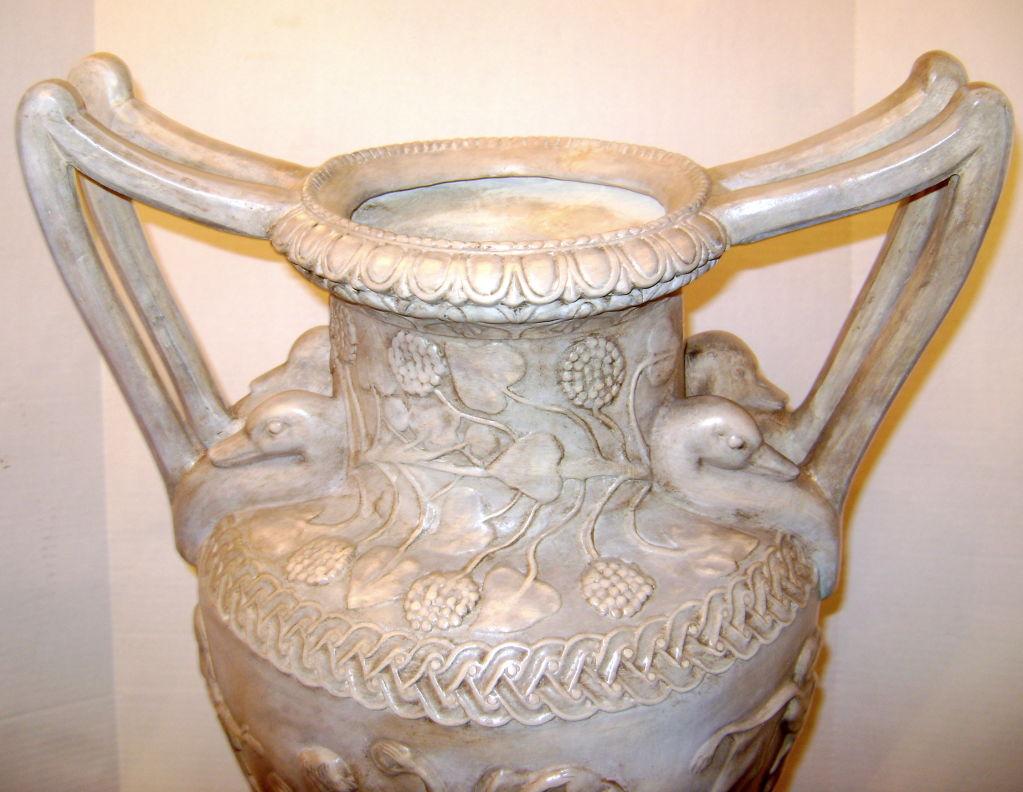 Italian Pair of Large Neoclassic Ceramic Vases For Sale
