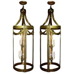 Pair of Large Neoclassic Lanterns, Sold Individually