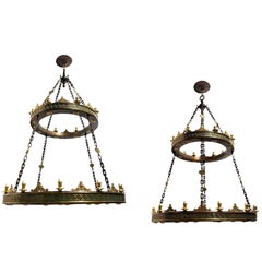 Pair of Large Neoclassic Style Chandelier. Sold Individually.