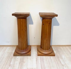 Pair of large Neoclassical Columns, Pine Wood, France circa 1910