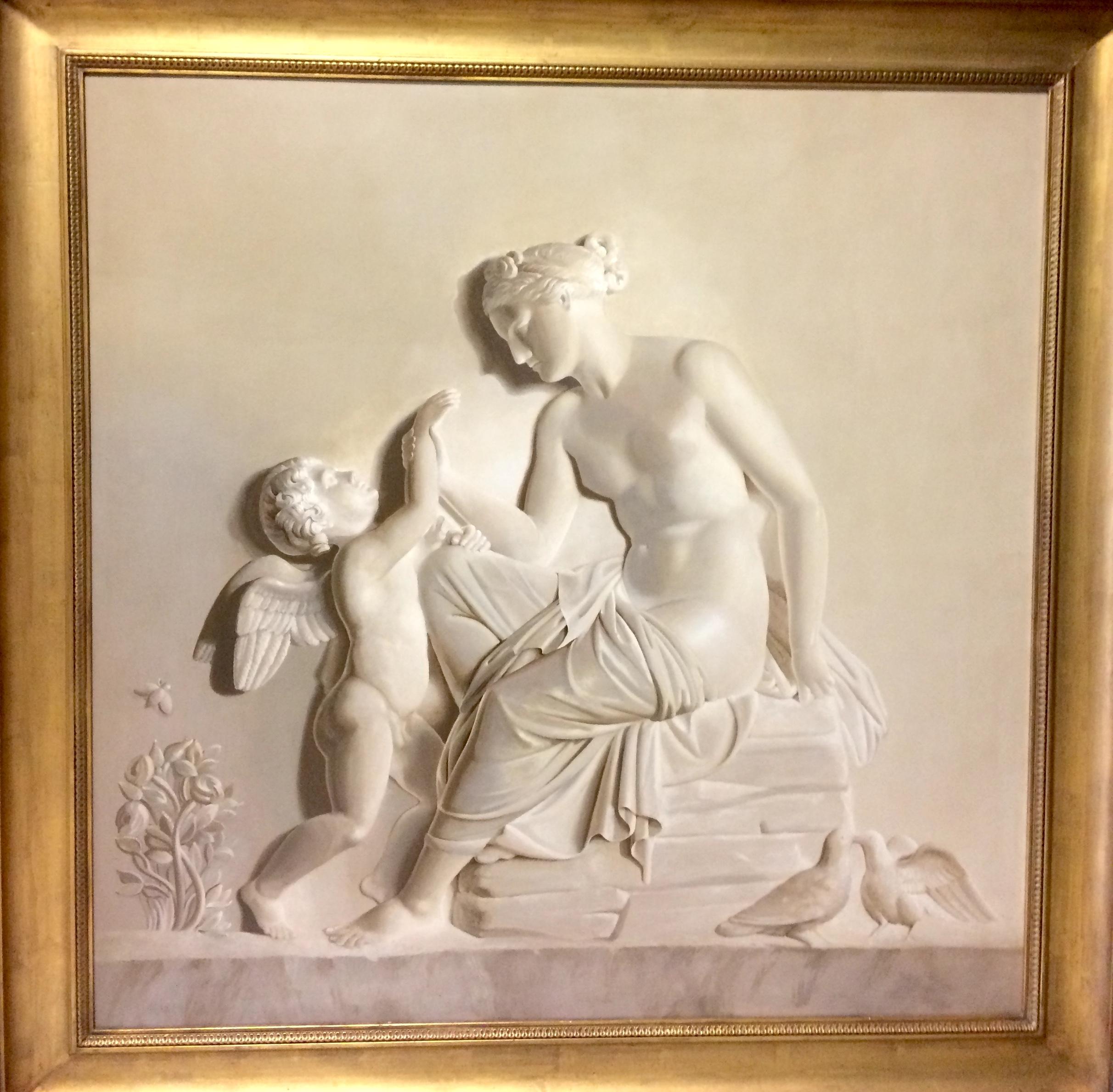 Italian Pair of Large Neoclassical Grisaille Paintings after Thorvaldsen Reliefs, 1920 For Sale