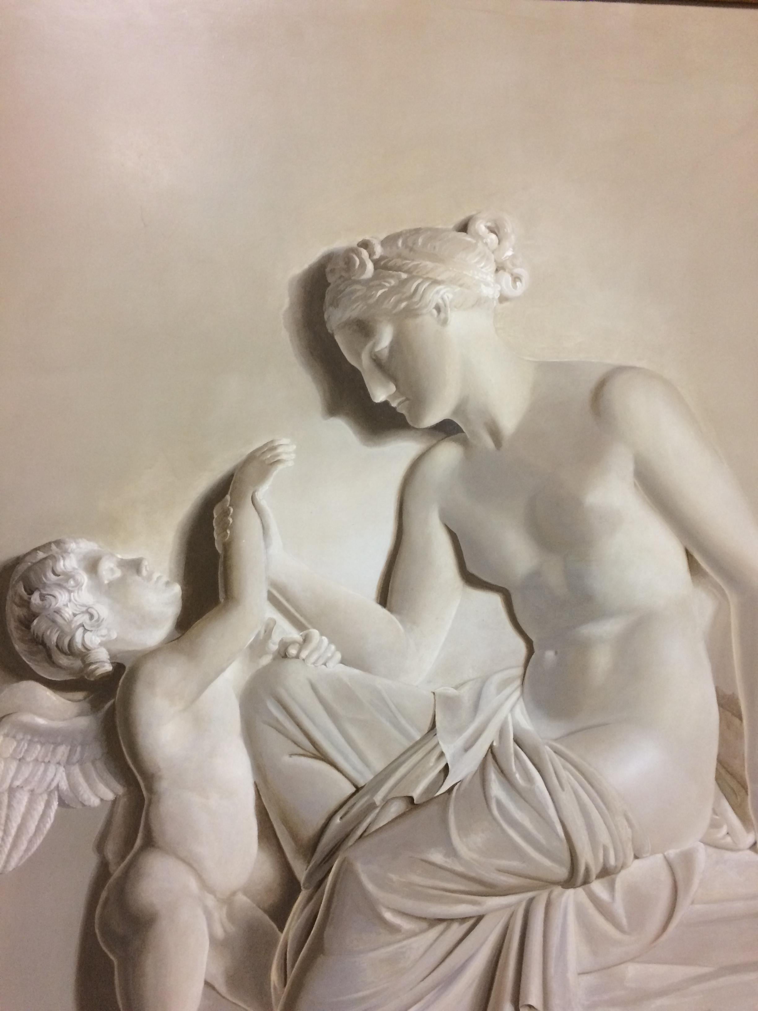 20th Century Pair of Large Neoclassical Grisaille Paintings after Thorvaldsen Reliefs, 1920 For Sale