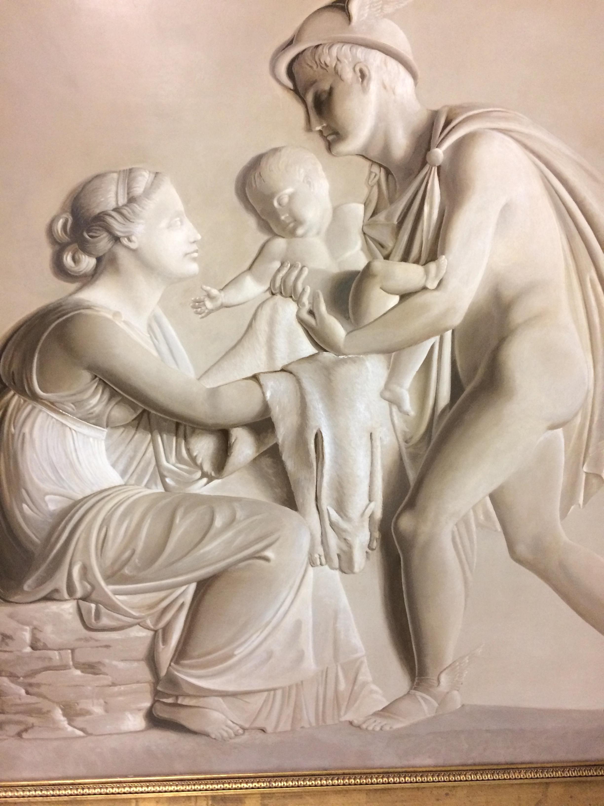 Pair of Large Neoclassical Grisaille Paintings after Thorvaldsen Reliefs, 1920 For Sale 2