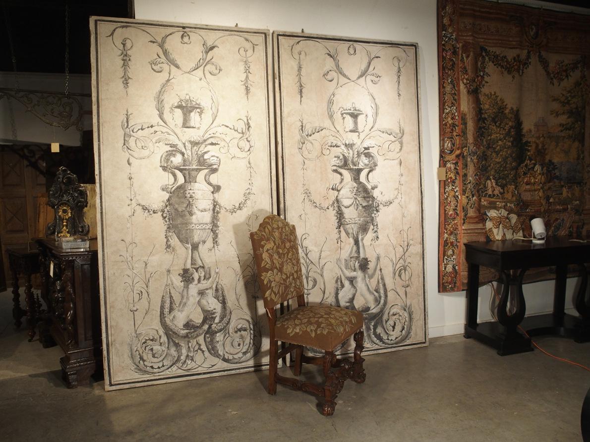 Pair of Large Neoclassical Grisaille Paintings from Siena, Italy, circa 1810 6
